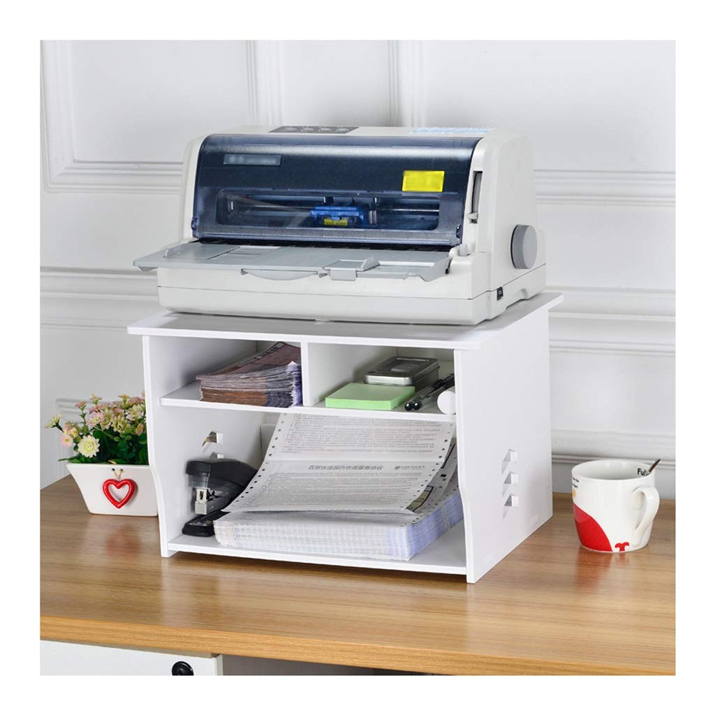 TOMYEUS Modern Printer Shelf Stand - Eco-Friendly Wood-Plastic Board Desktop Organizer for Home & Office | Printer Cart & Storage Solution (White) | Perfect for Small Spaces & Clutter-Free Workspaces