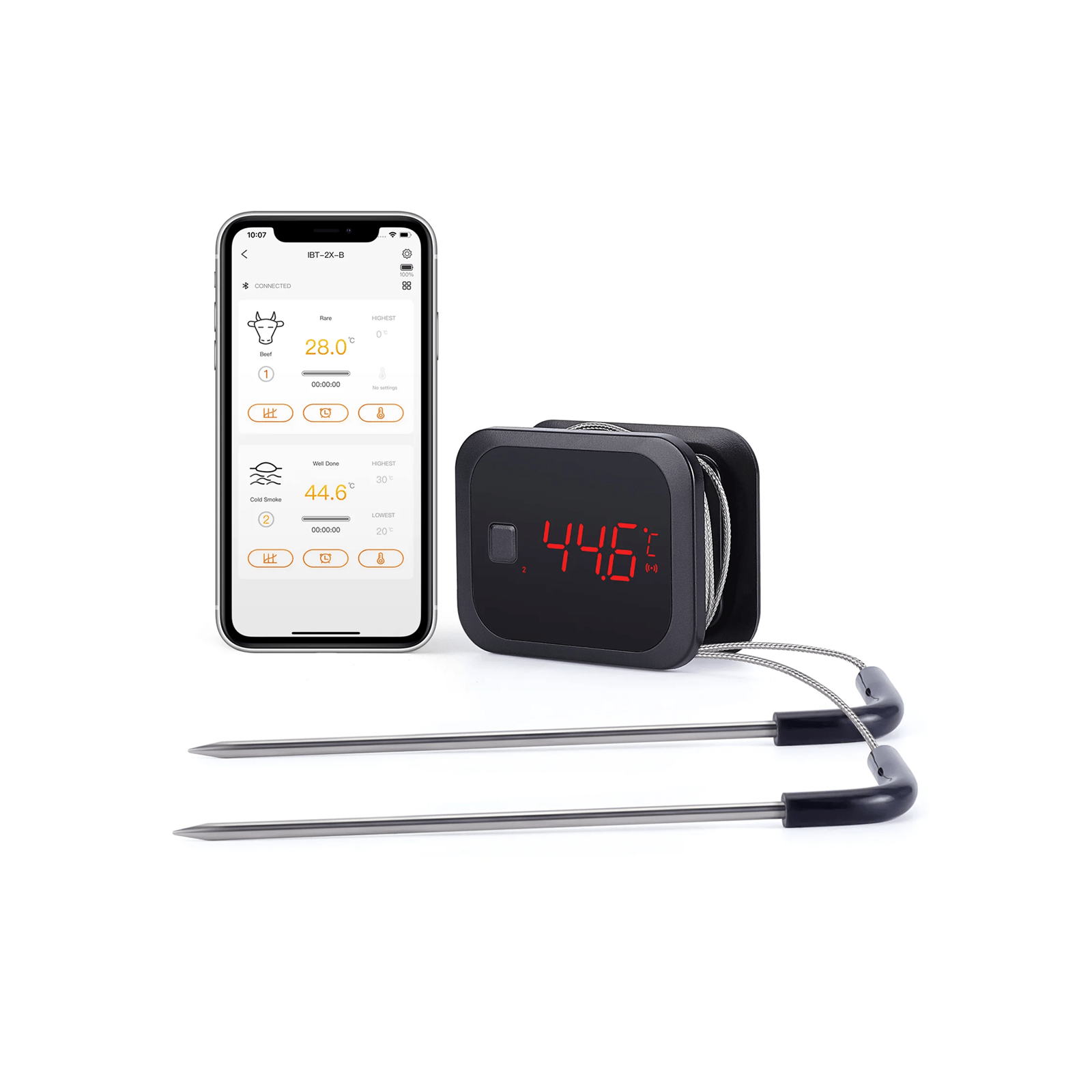 Wireless Bluetooth BBQ Meat Thermometer IBT 2X - Smart Cooking Thermometer for Grilling, Smoking, and Roasting - Perfect for Outdoor BBQ, Camping, and Home Kitchen Use