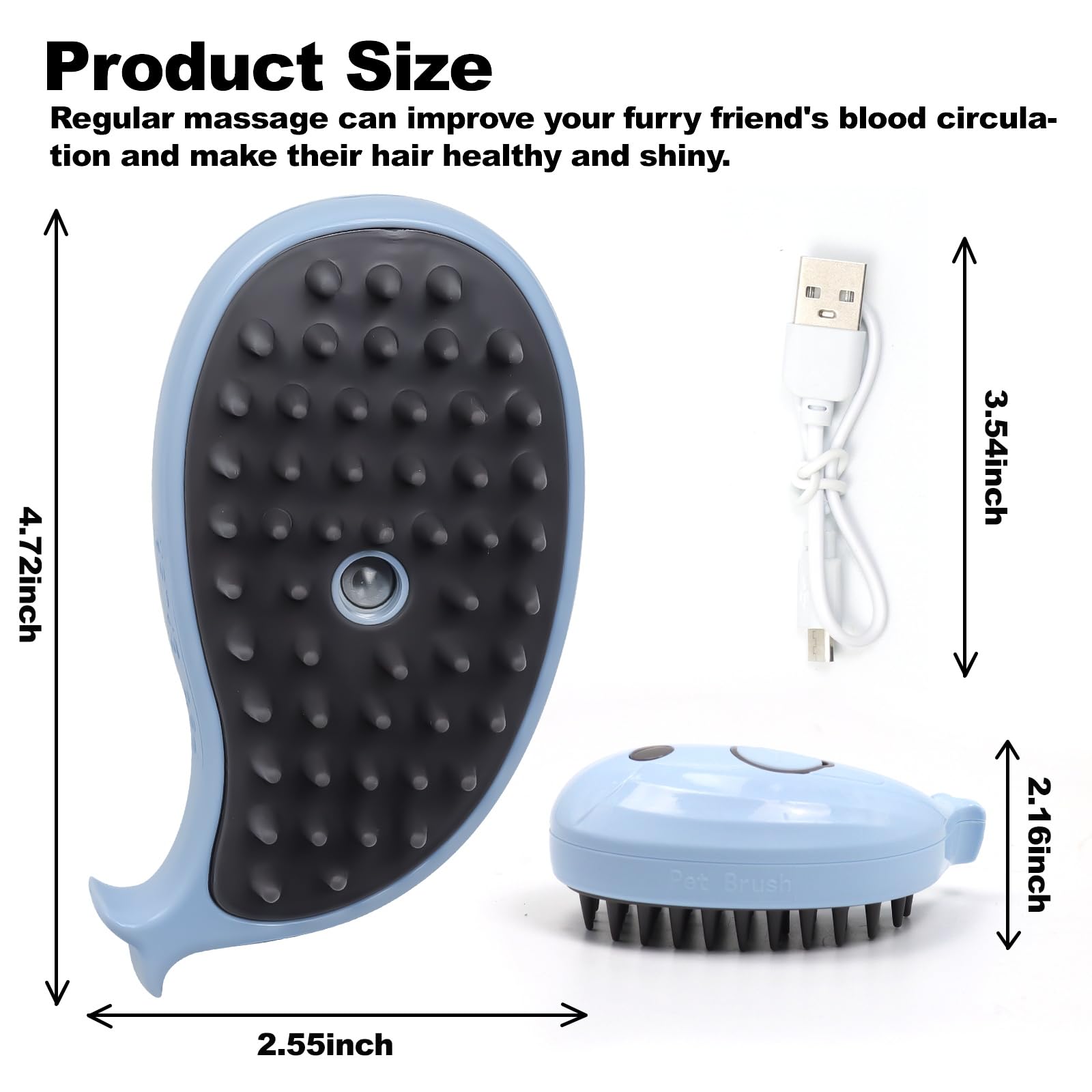 Rechargeable Cat Steam Brush - 3-in-1 Pet Grooming Tool for Shedding & Hair Removal - Perfect for Cats & Horses at Home