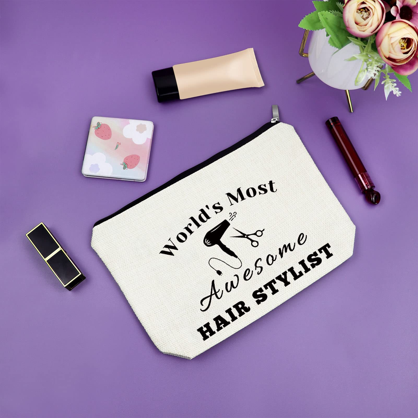 Funny Hair Stylist Gift Makeup Bag - Perfect Hairstylist Appreciation & Graduation Gift - Cosmetic Organizer for Birthday, Thanksgiving & Christmas - Ideal for Salon Professionals & Beauty Enthusiasts