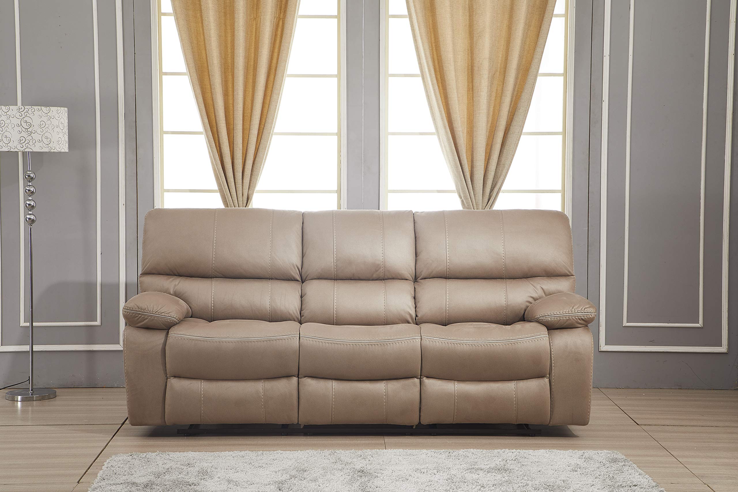 Betsy Furniture Microfiber Reclining Sofa and Loveseat Set 8007 - Taupe | Comfortable Living Room Furniture for Relaxation & Entertainment | Perfect for Family Movie Nights and Cozy Gatherings