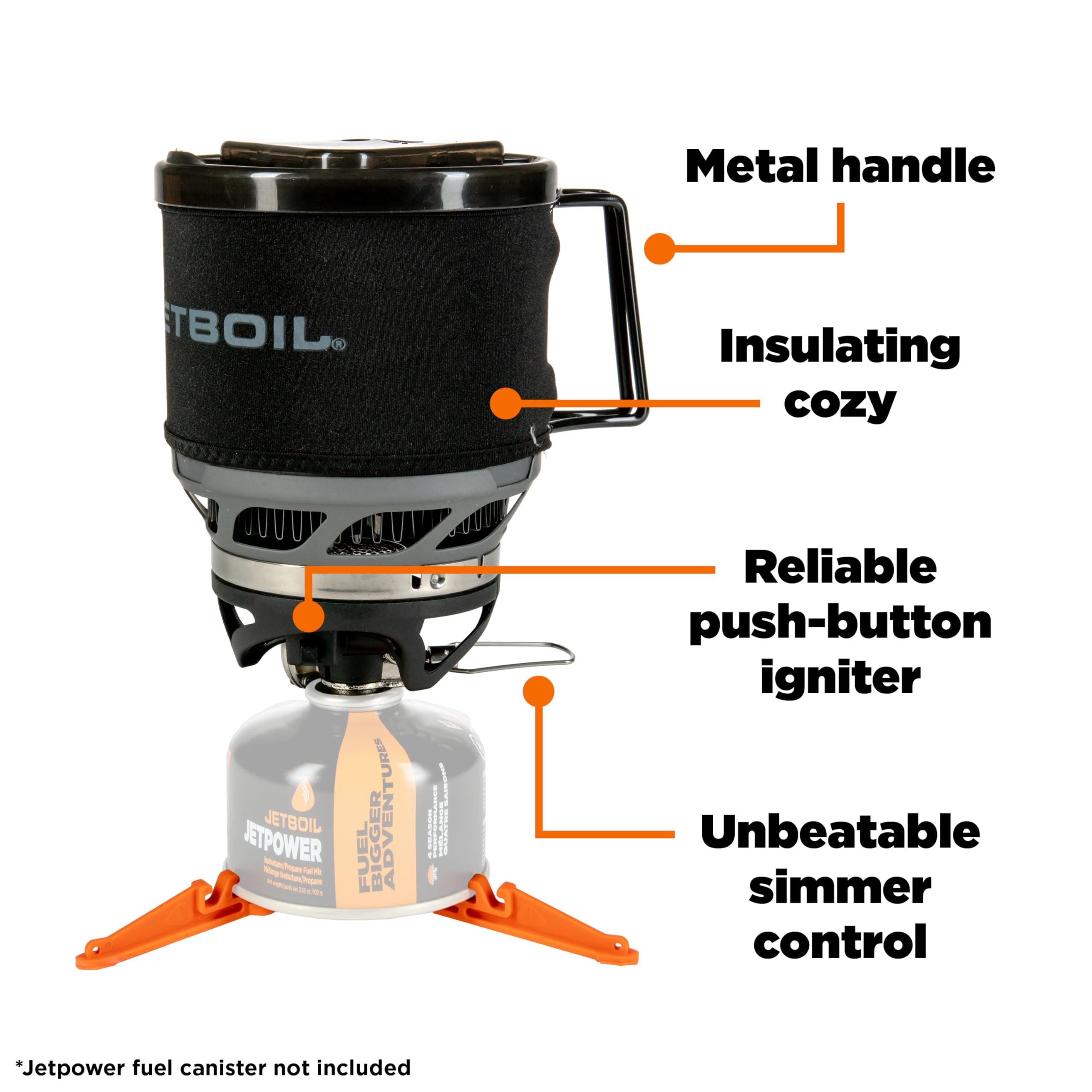 Jetboil MiniMo Compact Camping Stove - Portable Backpacking Cooking System with Adjustable Flame Control - Perfect for Hiking, Backpacking & Outdoor Adventures