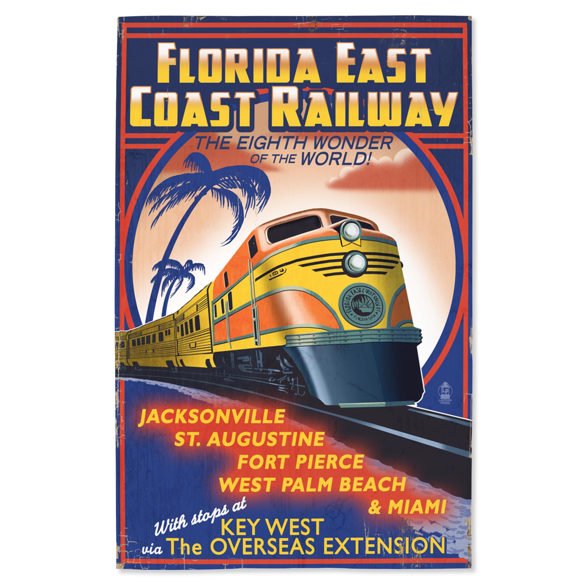 Lantern Press 16x24 Inch Giclee Art Print - Key West Florida East Coast Railway Landscape Wall Decor | Perfect for Living Room, Bedroom & Office
