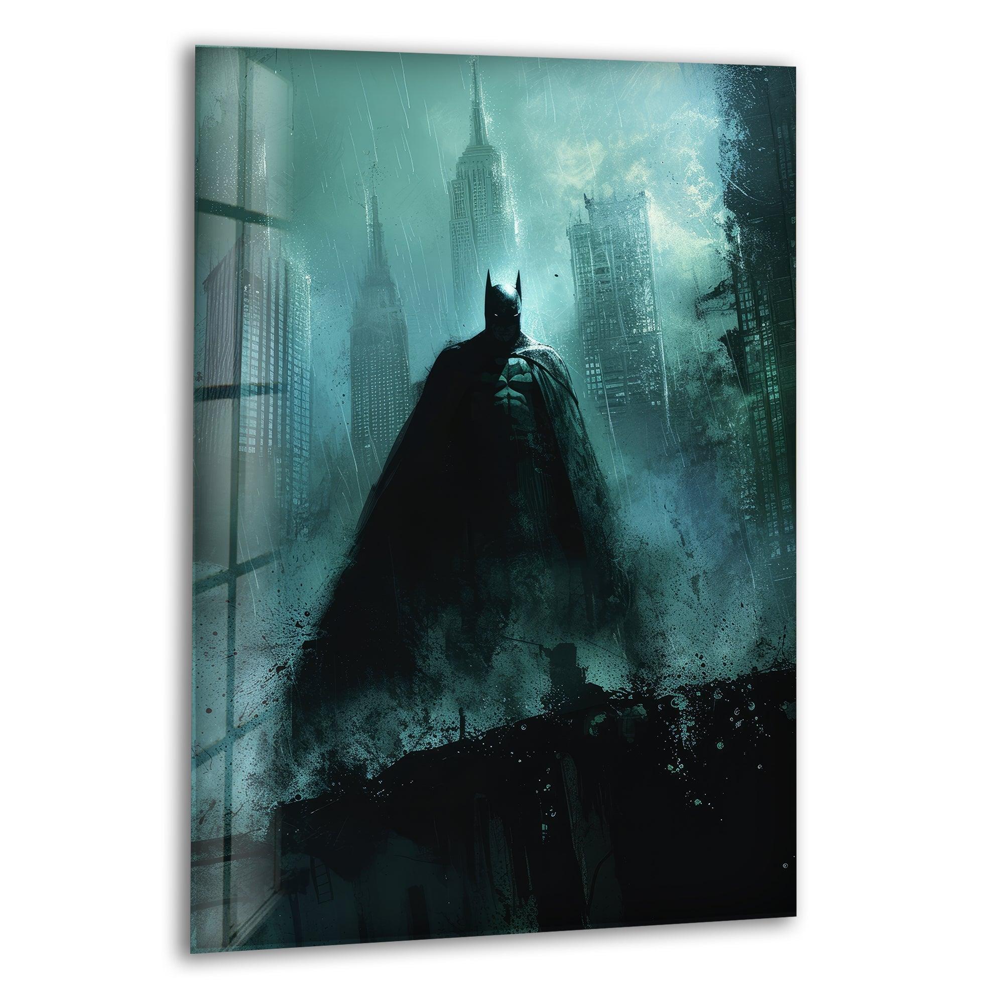 Batman Gotham City Glass Wall Art - Stunning Superhero Decor for Home & Office - Perfect for Living Room, Bedroom, or Man Cave Display
