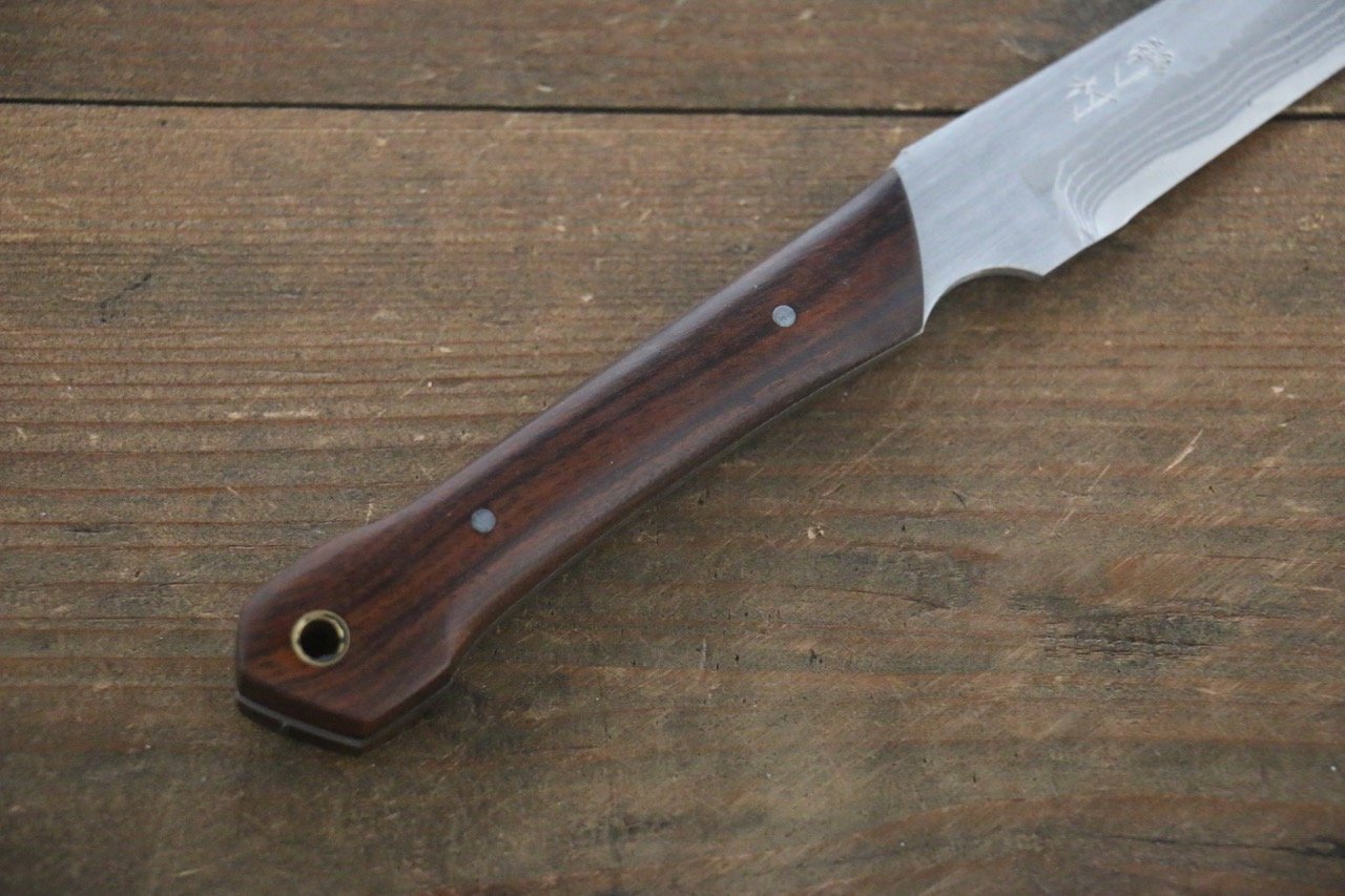 Premium Japanese White Steel No.2 Migaki Finished Hunter Knife - 100mm Blade with Ironwood Handle - Perfect for Outdoor Camping, Hunting & Bushcraft Activities