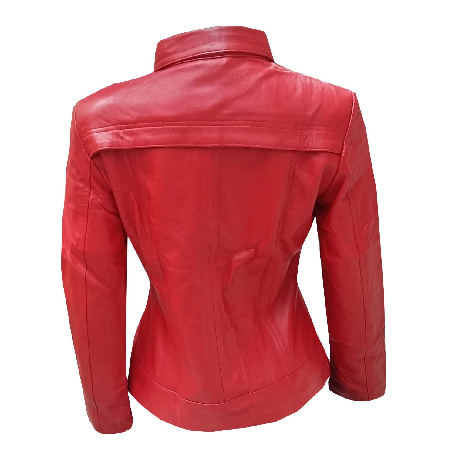 Marche Women's Emma Swan Once Upon A Time Red Leather Jacket - Slim Fit Faux Leather Coat for Cosplay, Halloween Costume & TV Show Inspired Fashion