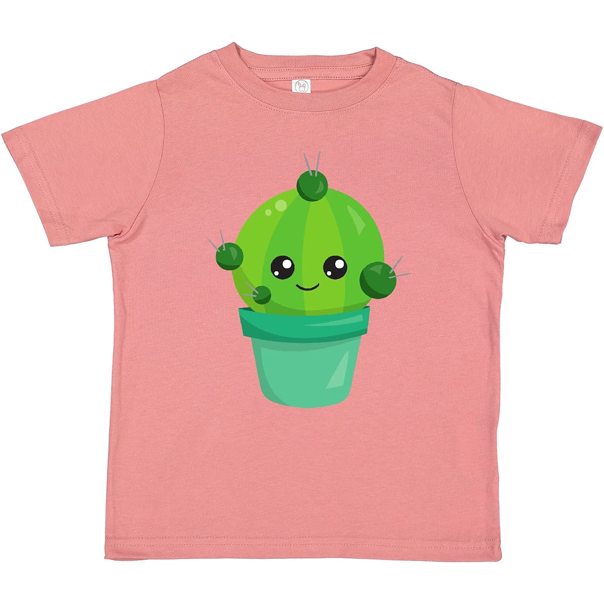 Inktastic Cute Kawaii Green Cactus Pot Toddler T-Shirt - Soft Cotton Tee for Kids, Funny Plant Lover Outfit, Perfect for School, Playdates & Family Photos