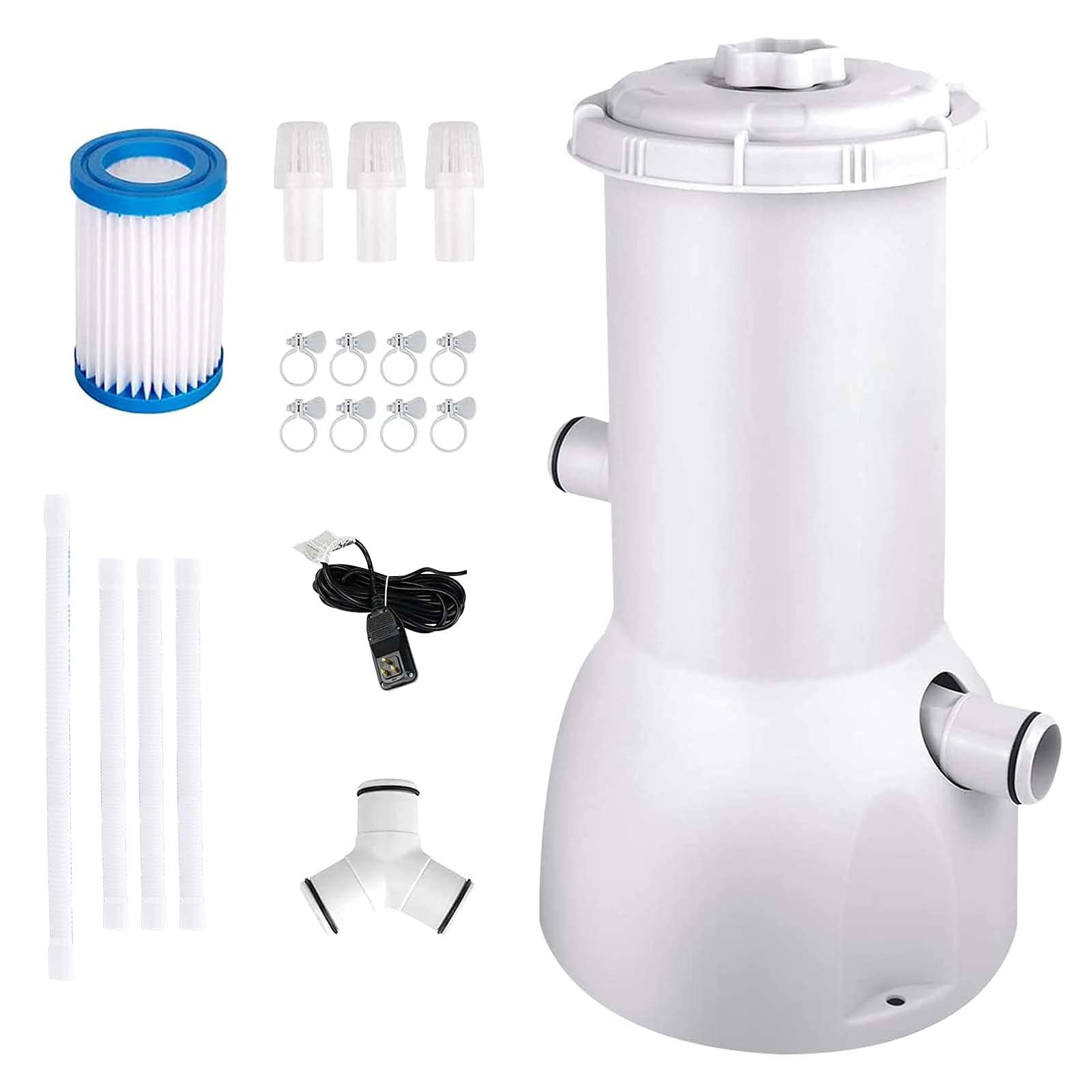 **1000 GPH Swimming Pool Filter Pump for Above Ground Pools – Cartridge Pump & Filter System for 300-5,100 Gallon Pools – Includes 4 Hoses & 1 Filter Cartridge – 110-120V GFCI – Perfect for Backyard, Inflatable, and Seasonal Pool Maintenance**