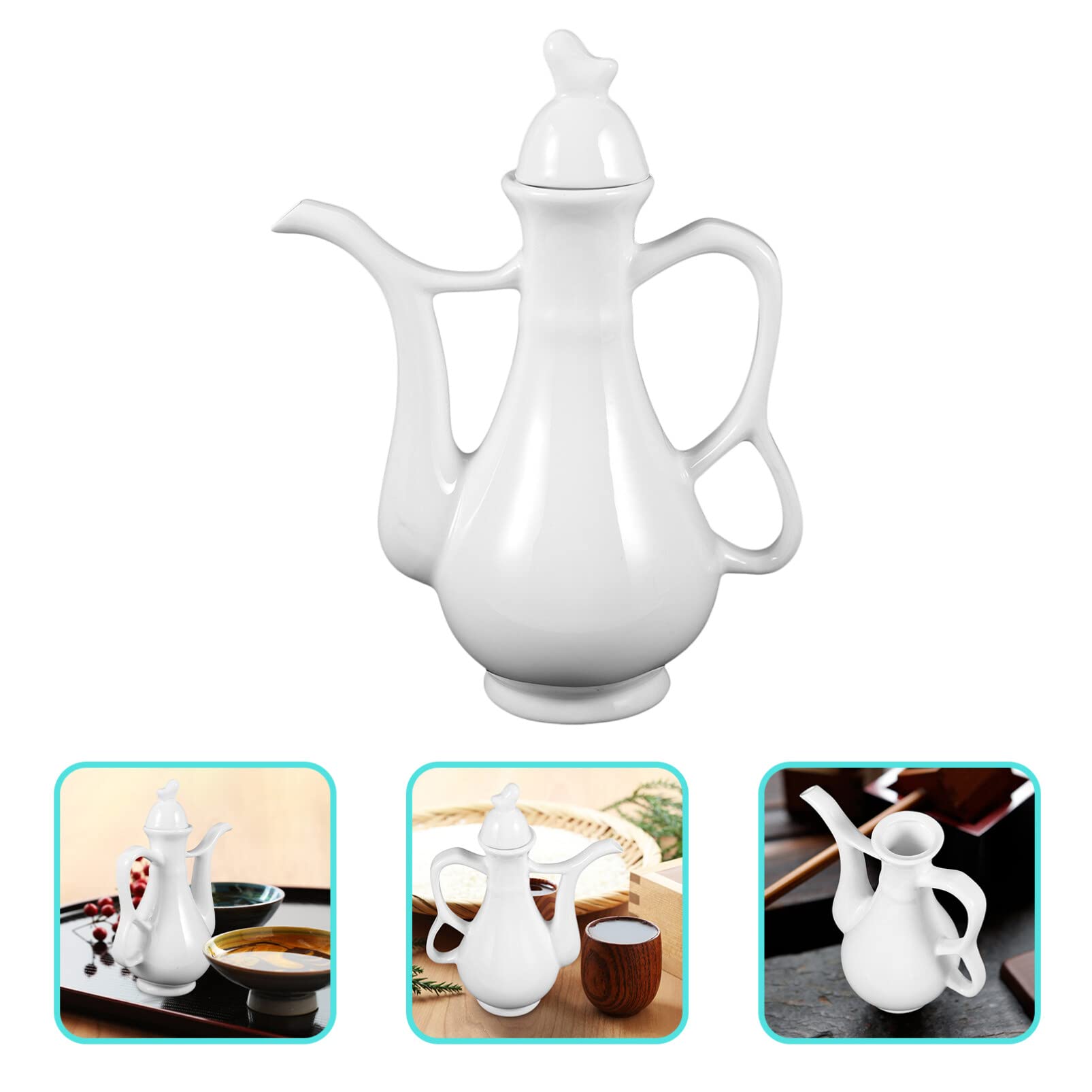 Kichvoe 280ml Ceramic Sake Jug - Portable Wine Bottle & Drinking Container for Sake, Japanese Rice Wine, Cocktails - Perfect for Home Entertaining, Dinner Parties & Traditional Tea Ceremonies