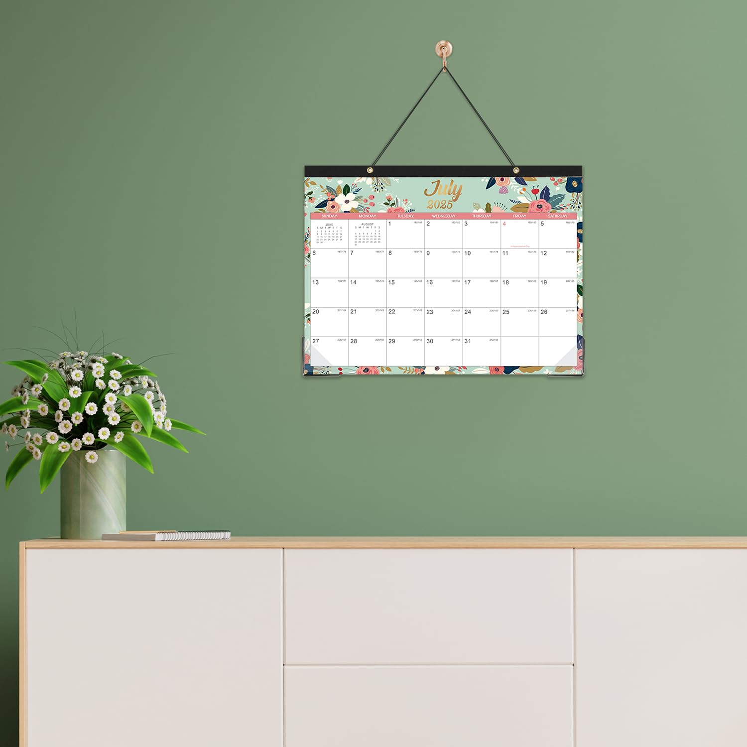 2025-2026 Floral Desk & Wall Calendar - July 2025 to December 2026 | 18-Month Large 12