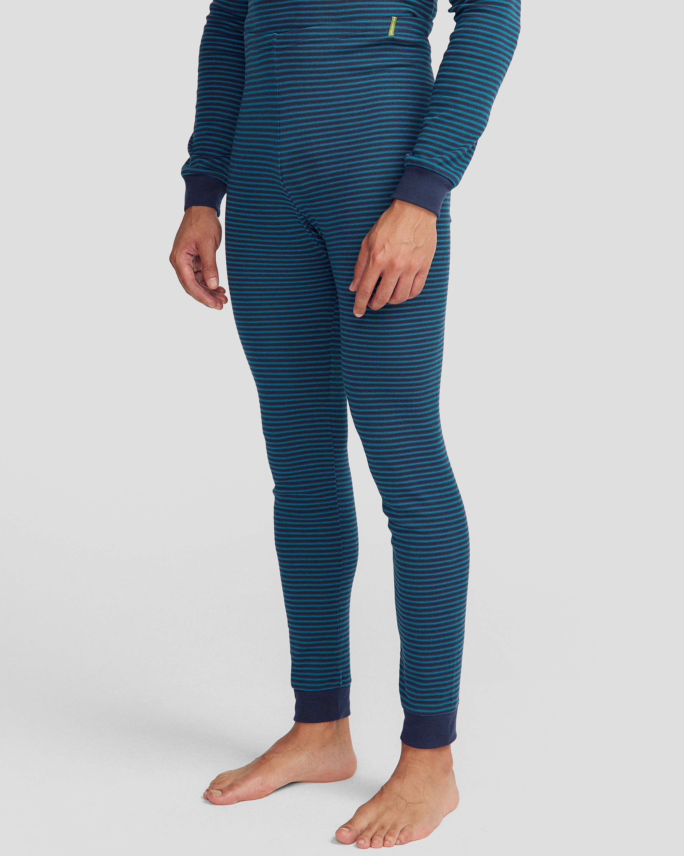 KMDCore Polypro Thermal Long John Pants for Men - Dark Eddy/Navy Stripe - Winter Base Layer for Cold Weather, Outdoor Activities & Work