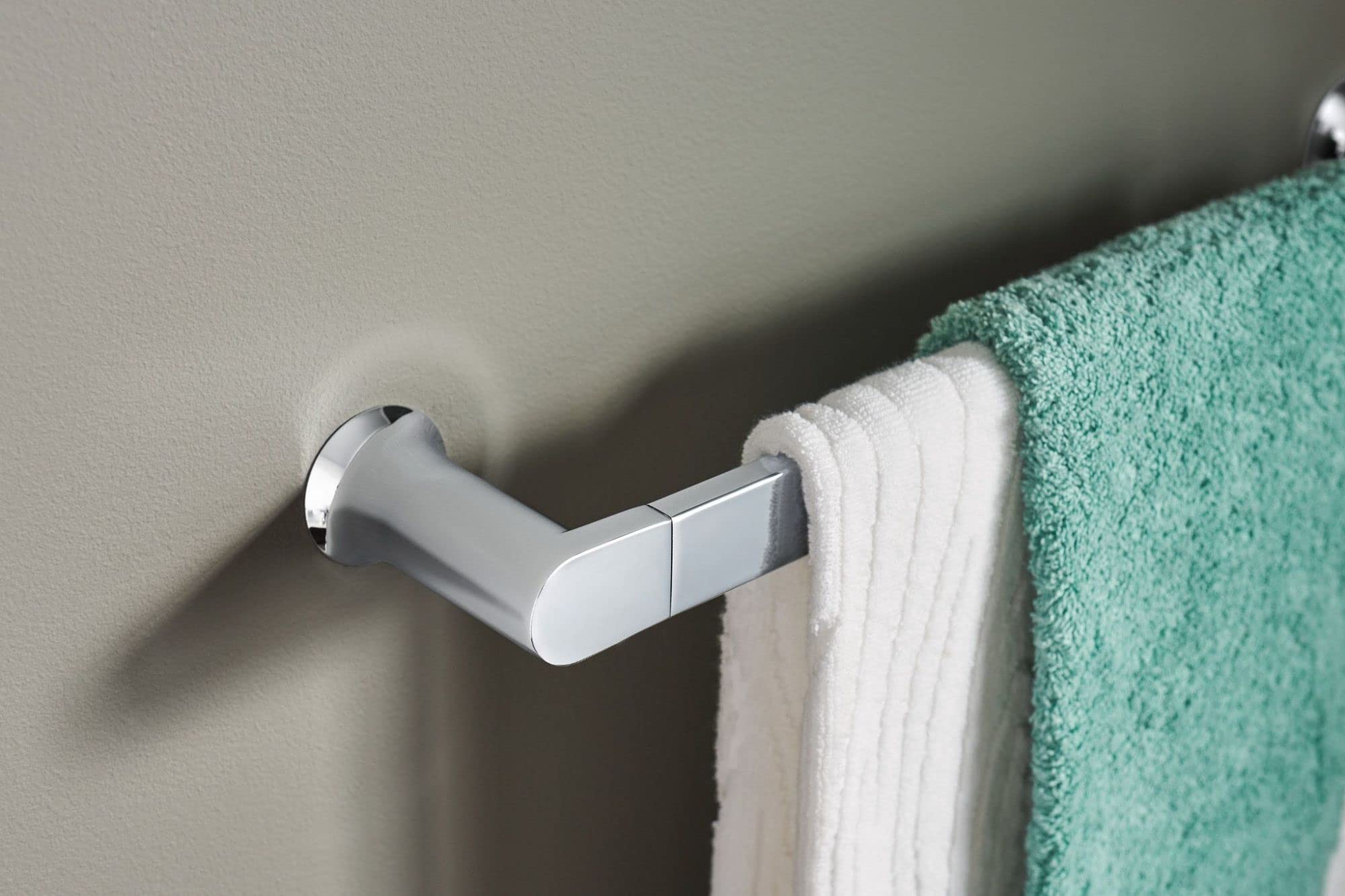 Moen Genta LX Chrome Modern 24-Inch Wall Mount Single Towel Bar - Bathroom Towel Holder for Contemporary Homes (BH3824CH) | Perfect for Spa-Like Bathrooms & Guest Suites