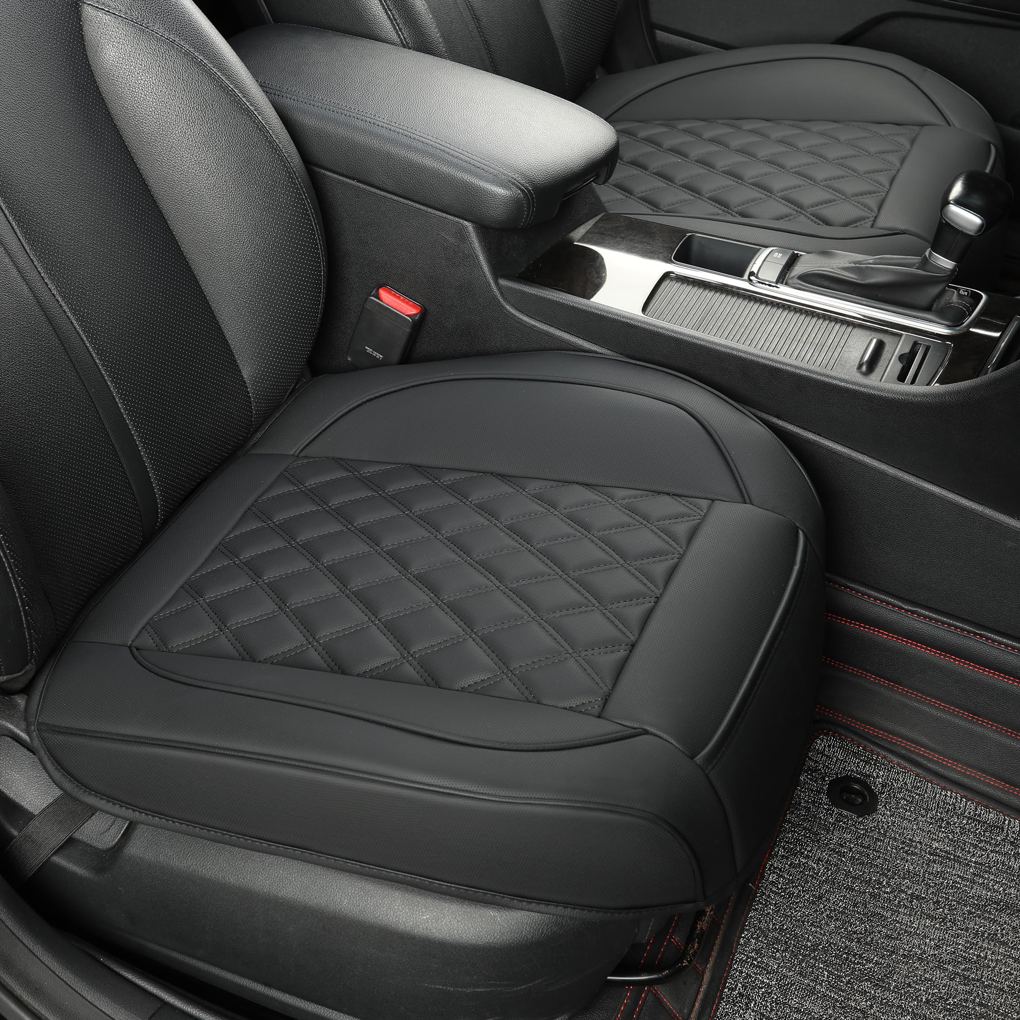 2 Pack Premium Leather Front Car Seat Covers - Waterproof Luxury Seat Protectors with Full Wrap Design for Sedan, Truck & SUV - Universal Fit for Most Vehicles - Perfect for Daily Commute & Road Trips (Black)