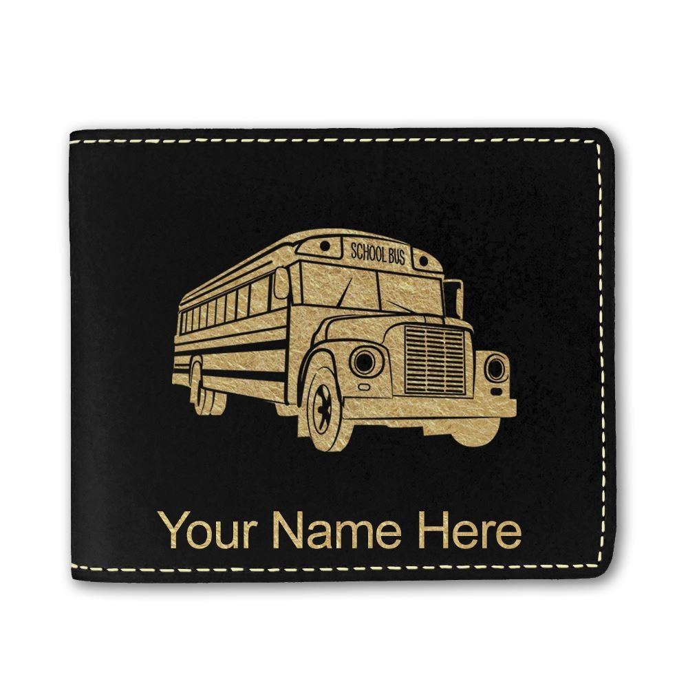 Personalized Faux Leather Wallet with Engraving - Custom School Bus Design for Men & Women | Perfect Gift for Students, Teachers & Bus Drivers (Office, Travel, Everyday Use)