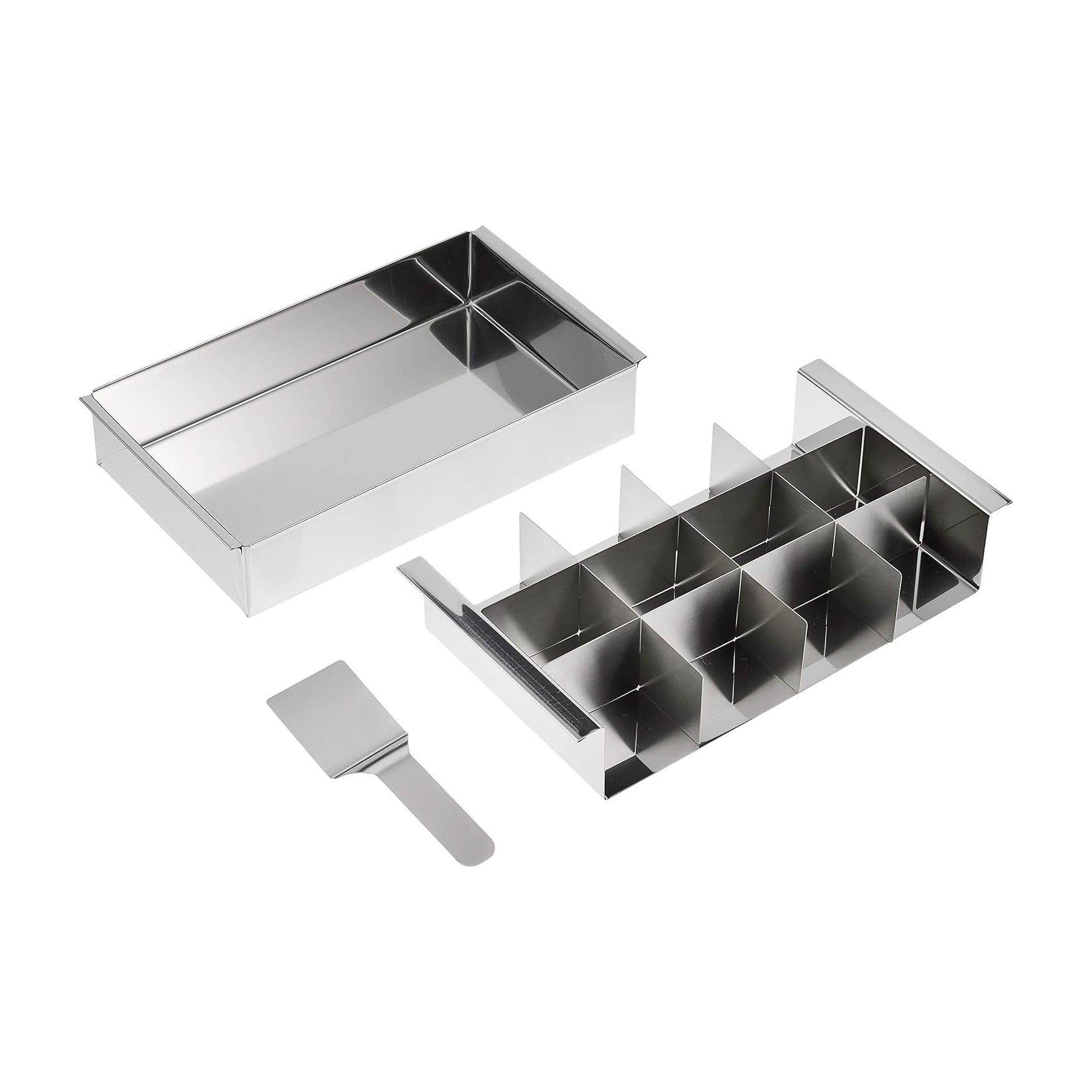 QUEEN ROSE Stainless Steel Egg Tofu & Kanten Jelly Mold with Partition - 8.9 x 5.3 Inches - Perfect for Japanese Desserts, Vegan Treats & DIY Cooking