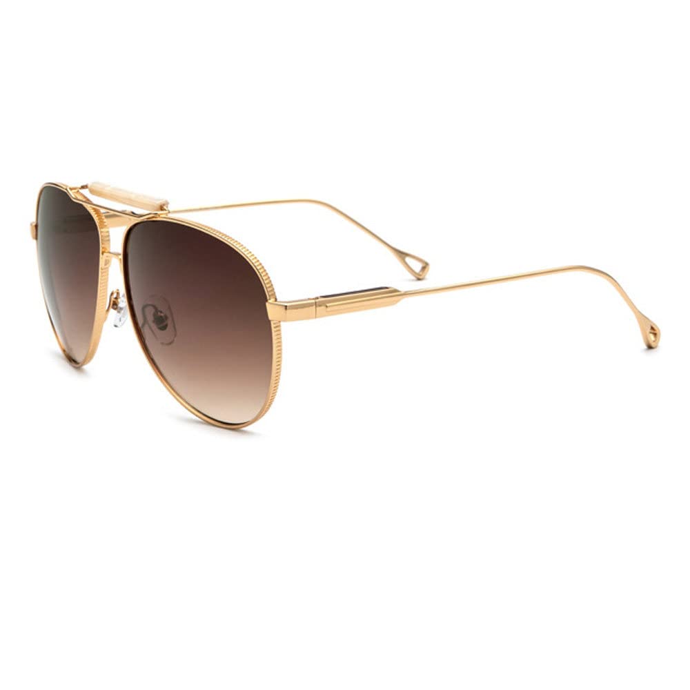 UV400 Polarized Men's Driving Sunglasses - Gold Frame with Brown Lens, Stainless Steel Fishing Glasses for Men (4 Colors) | Perfect for Road Trips, Beach & Outdoor Activities