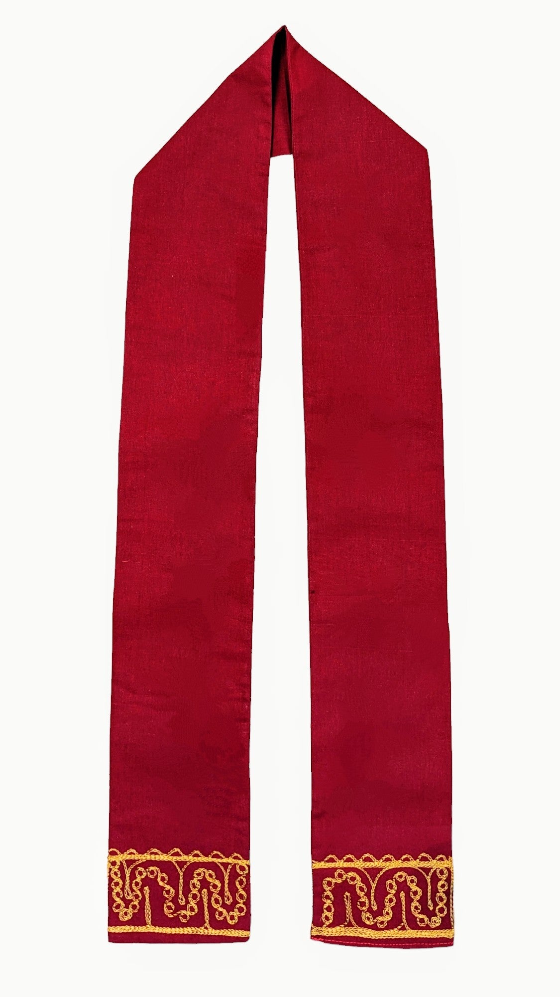 Afrika Royale Red Cotton Sash with Gold Embroidery - Elegant Waist Wrap for African Fashion, Cultural Events & Weddings | DP4004S