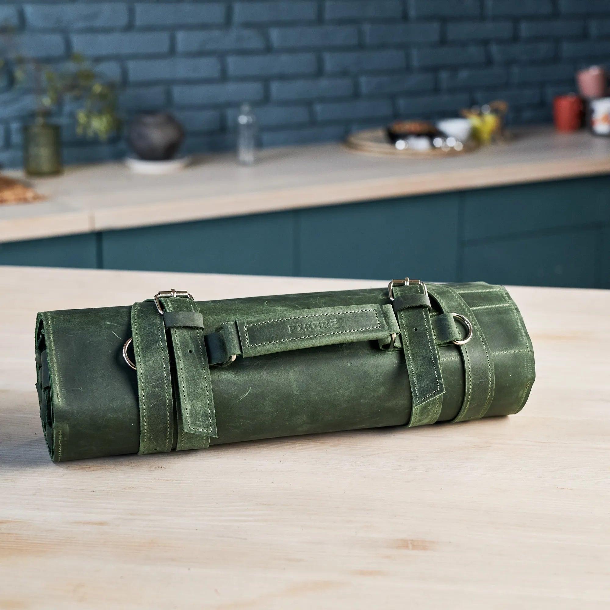 Premium Leather Knife Roll for Chefs & Butchers - Durable Professional Knife Storage Case with 12 Slots - Perfect for Kitchen, Camping & Culinary Gifts