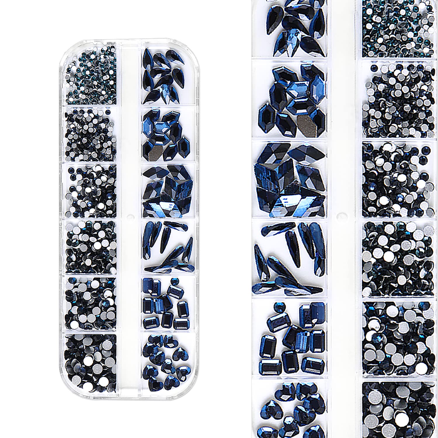 WOKOTO 2 Box Flat Back Navy Blue & Claret Red Nail Rhinestones - 1000pcs Nail Art Crystals with Rhinestone Picker Pencil for Nail Decoration, DIY Manicure, Nail Art Designs & Professional Salon Use