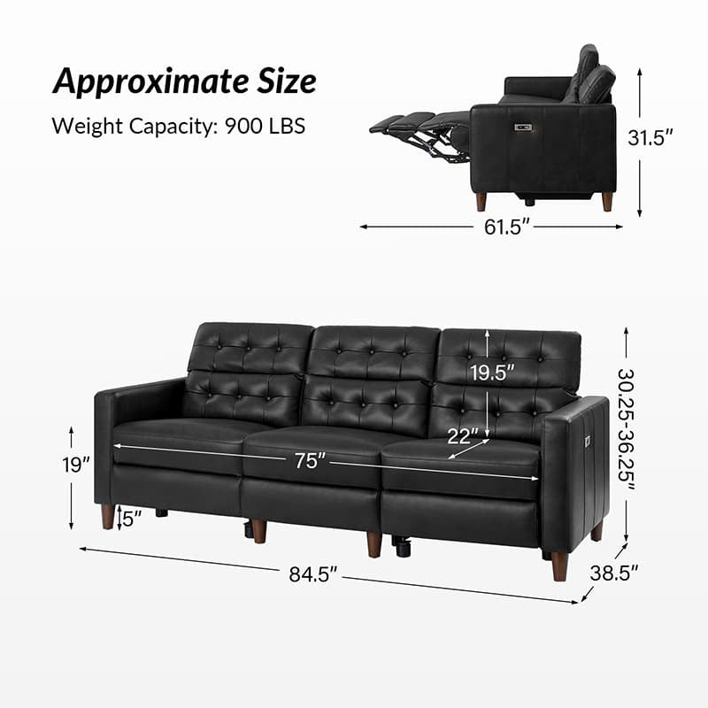 Viktor Mid Century Modern Oversized Power Reclining Sectional Sofa with Adjustable Headrests - Comfortable L-Shaped Couch for Living Room, Home Theater & Family Gatherings