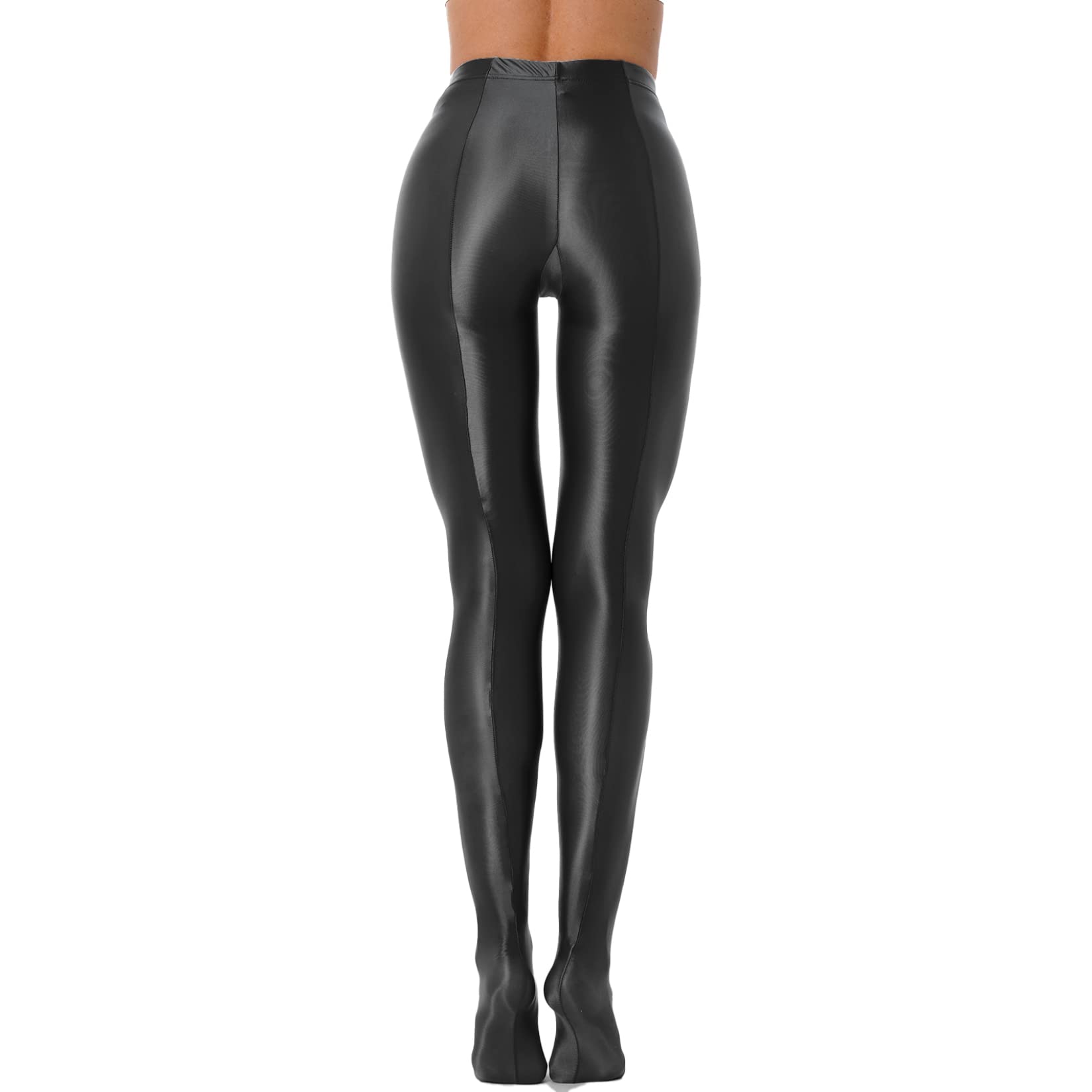 Women's High Waist Shiny Glossy Yoga Pants - Stretchy Workout Leggings for Running, Gym & Lounge - Sexy Shimmery Activewear Tights for Women