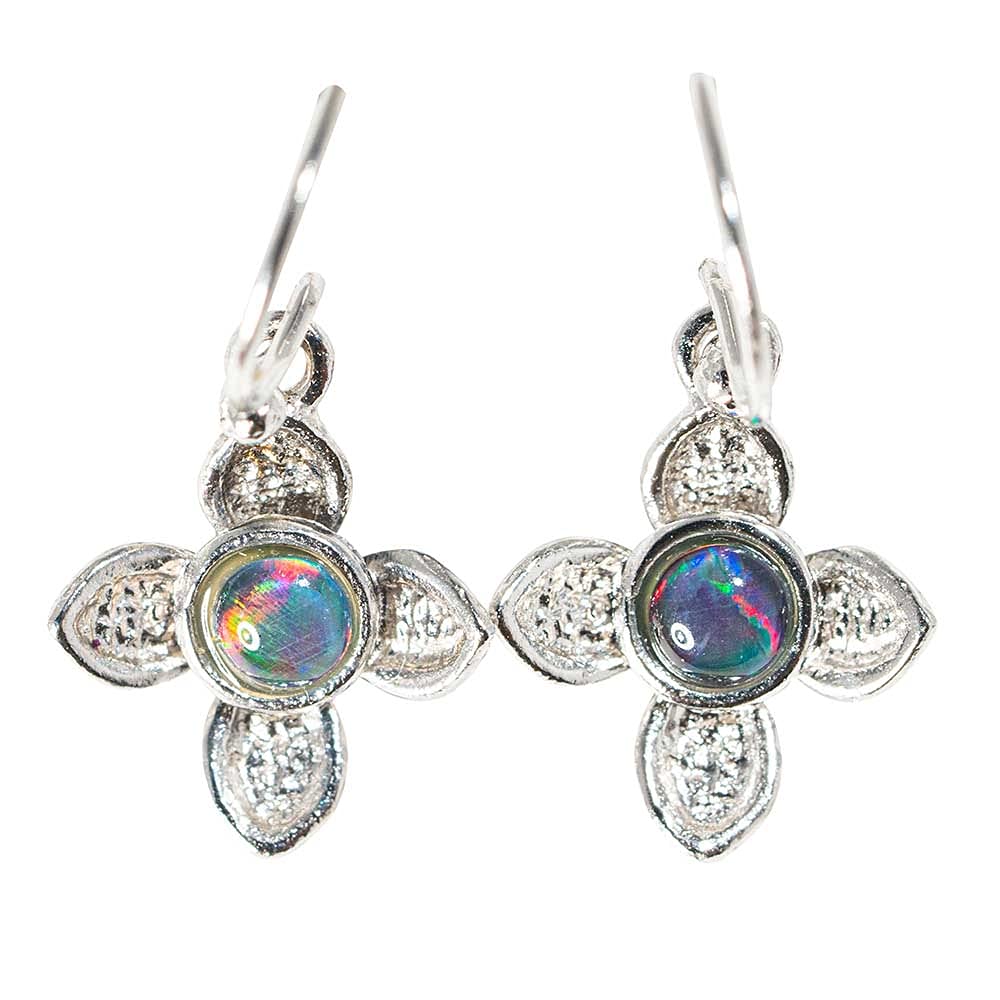 Exquisite Firefly Blossom Sterling Silver Australian Opal Drop Earrings – Elegant Dangle Jewelry for Women, Perfect for Weddings, Parties & Special Occasions