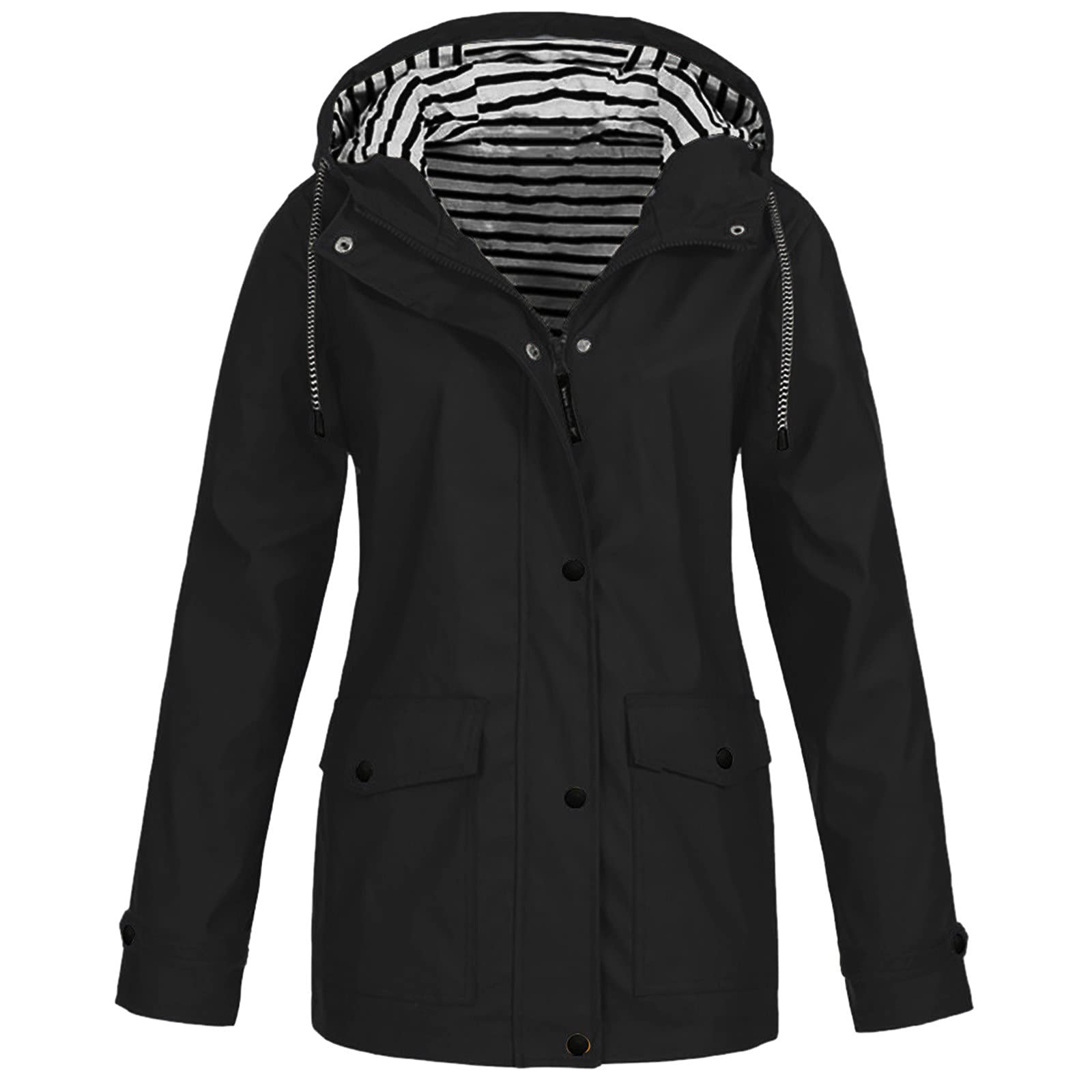 TIMIFIS Women's Waterproof Raincoat with Hood - Long Sleeve Zipper Jacket with Pockets for Outdoor Activities, Commuting & Travel | Windproof & Lightweight Rainwear