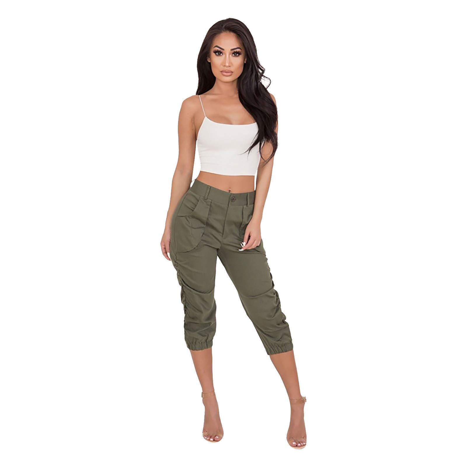Women's Stretchy Capri Pants for Work & Casual Wear - Size 18 Harem Style Lounge Pants Without Belt | Comfortable Office & Yoga Pants for Women