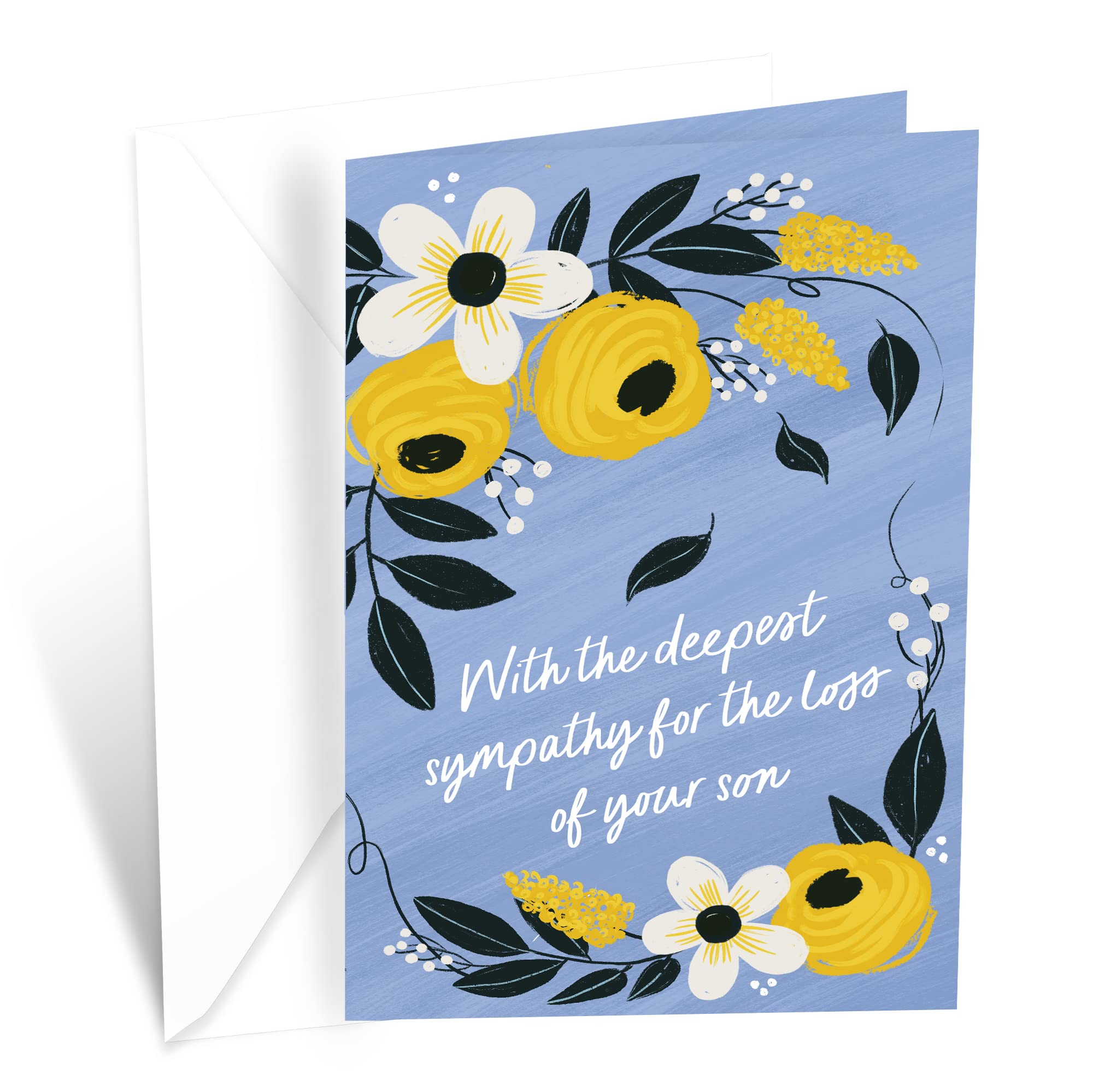 Premium Sympathy Card for Loss of Son - 5x7.75 Inch Eco-Friendly Greeting Card with Thick Cardstock & Envelope - Made in USA - Perfect for Condolences, Funerals & Memorials - Packaged in Protective Mailer