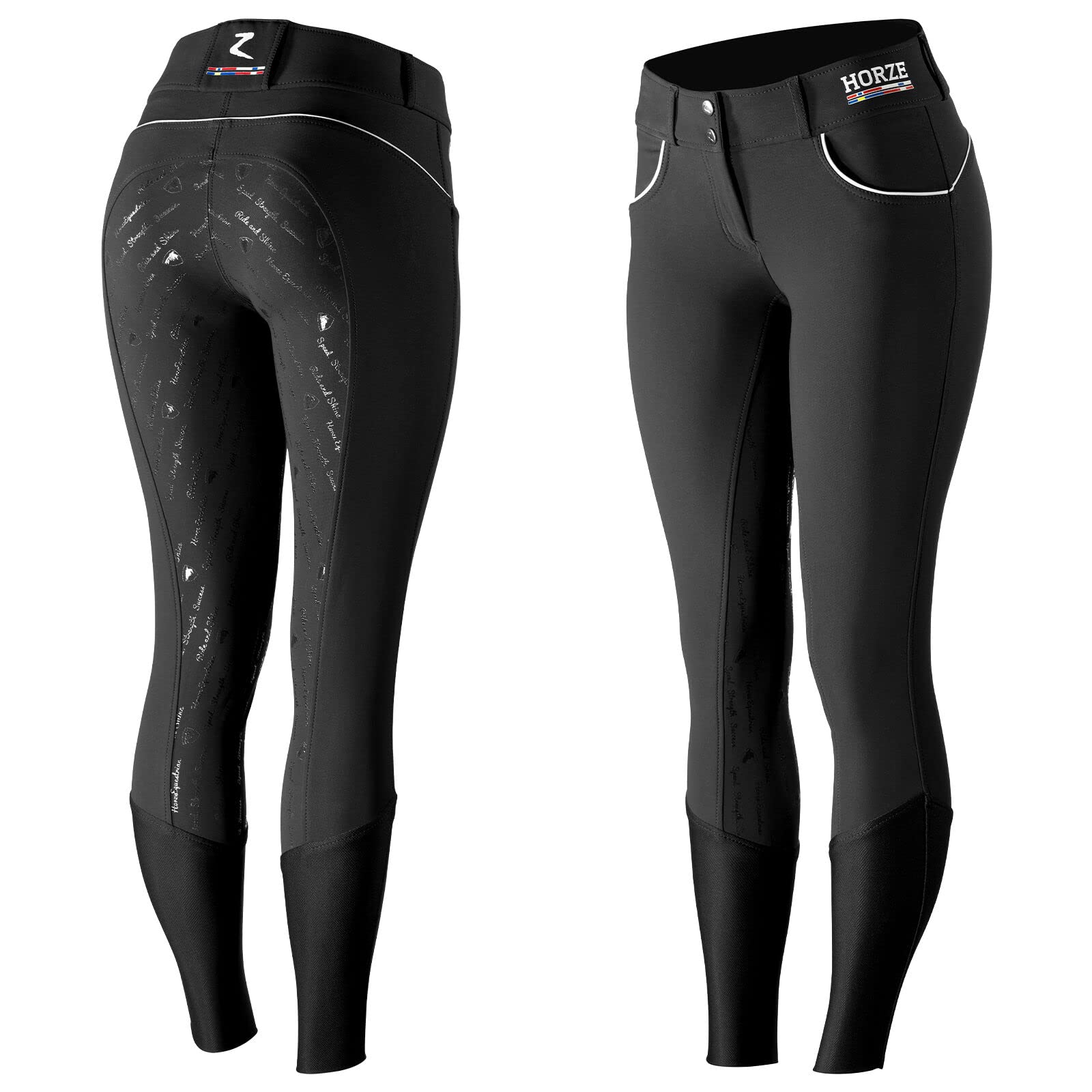 HORZE Women's Nordic Performance Full Seat Silicone Riding Breeches - Equestrian Sports, Horseback Riding & Show Jumping Pants for Comfort & Grip