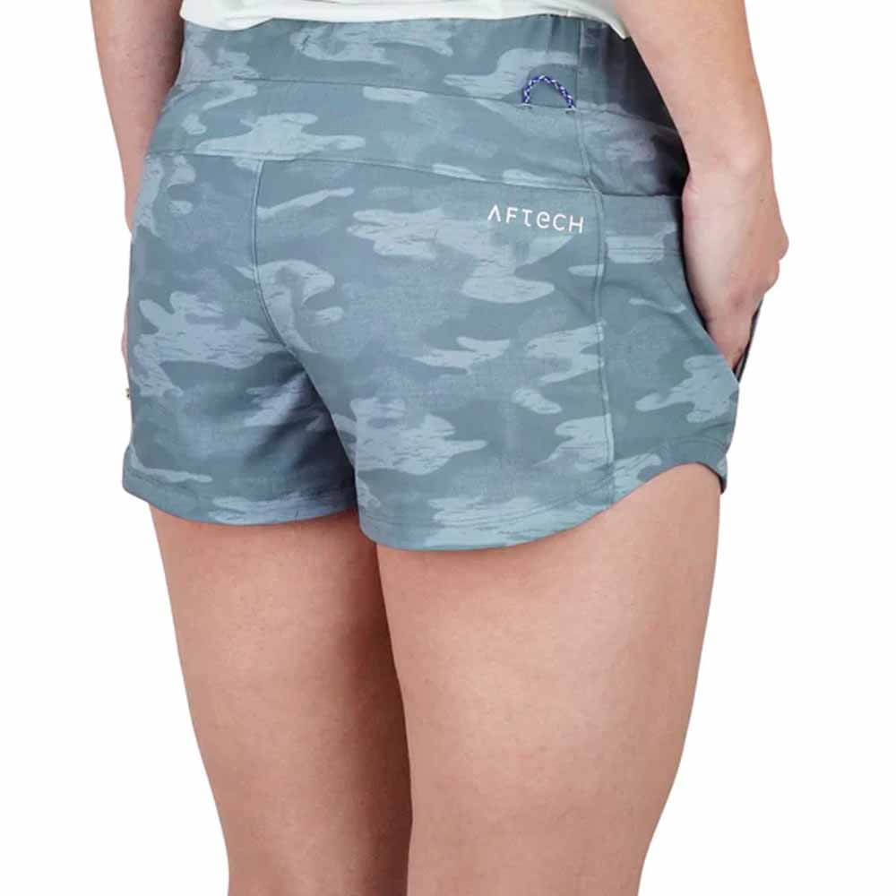 Aftco Light Gray Blur Camo Impact Tactical Women's Shorts - Comfortable Outdoor Hiking & Fishing Shorts for Active Women