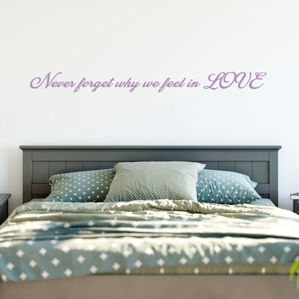 Love Wall Decal - 'Never Forget Why We Fell in Love' Vinyl Sticker for Bedroom, Living Room & Home Decor - Perfect for Couples' Spaces, Wedding Gifts & Romantic Room Decorations