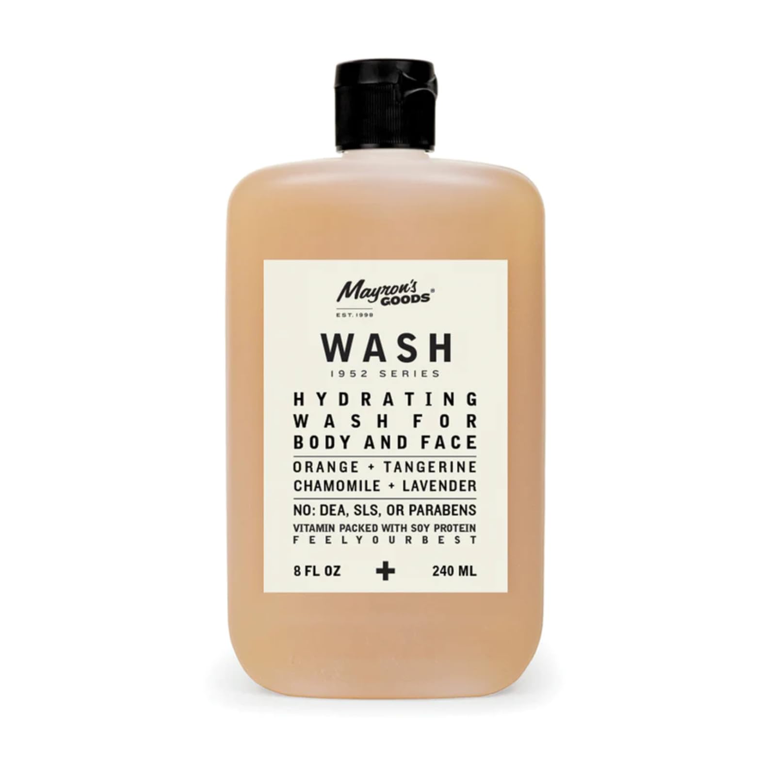 Mayron’s Natural Body & Face Wash - Orange, Tangerine, Lavender & Chamomile Scent | Gentle Cleansing, Soothing & Protective Formula | SLS-Free | 8oz | Perfect for Sensitive Skin & Daily Skincare Routine