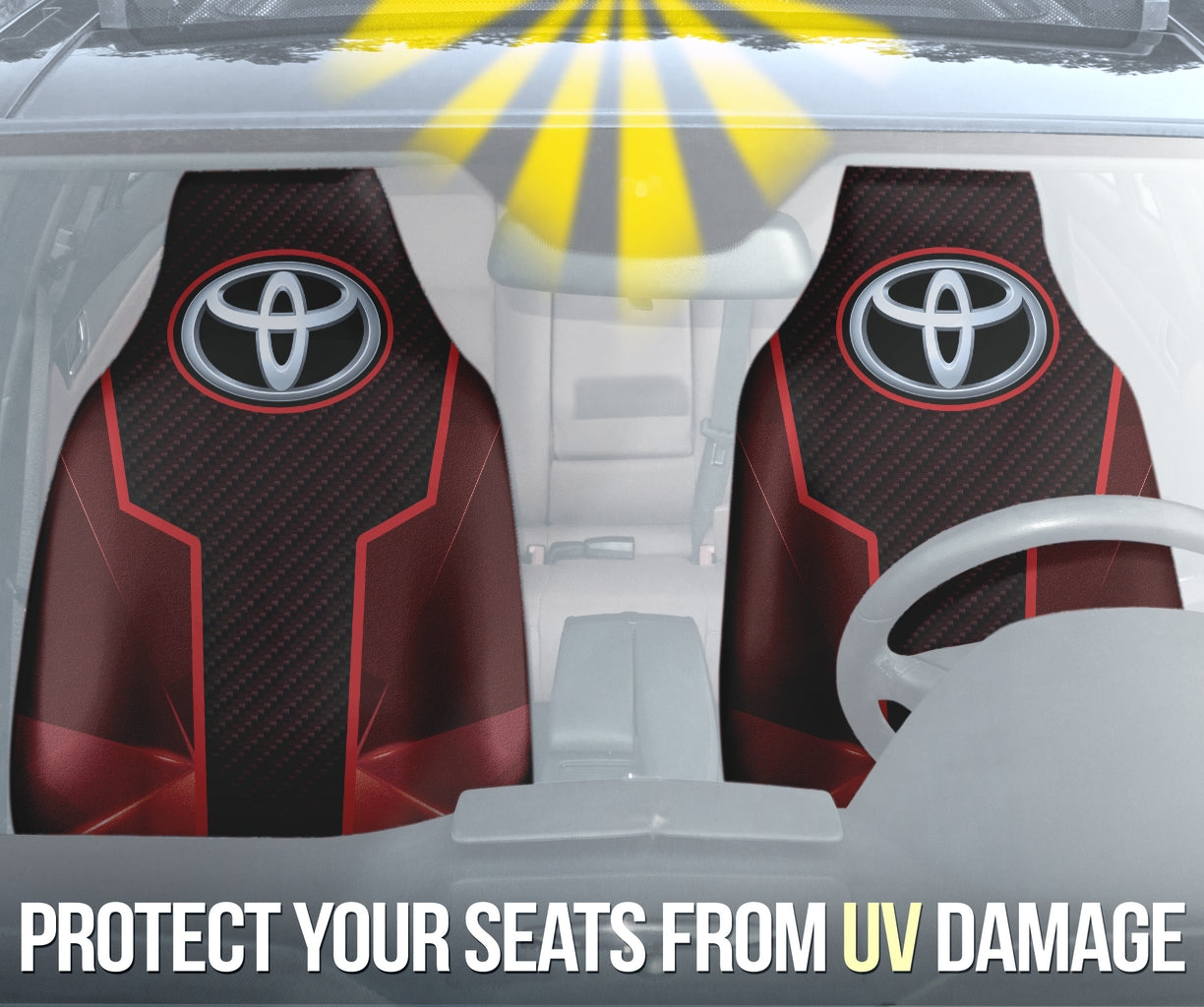 Premium Toyota Car Seat Covers - Soft Red Custom Fit for Camry/Corolla/Rav4 - Durable Neoprene Material for Comfort & Style | Perfect for Road Trips, Commuting & Car Protection