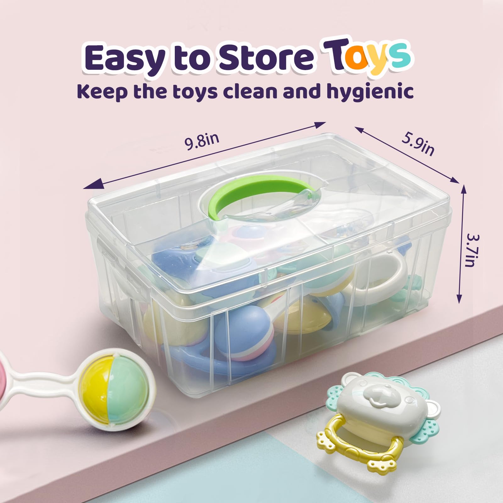 13PCS Baby Rattles & Teething Toys for 0-12 Months - Soft Infant Developmental Toys with Storage Case - Perfect Newborn Christmas Gift for Boys & Girls - Ideal for Playtime, Sensory Development & Soothing Teething Pain
