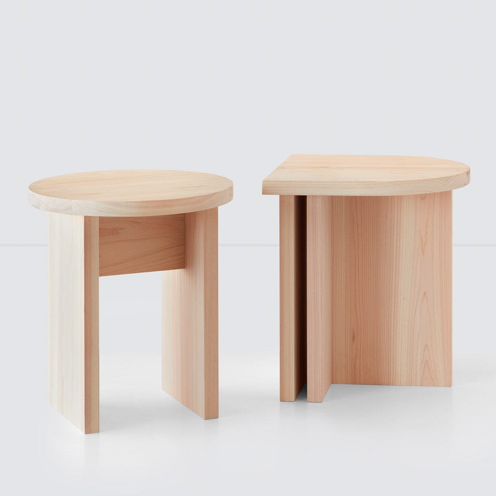 Premium Japanese Hinoki Wood Side Table - Natural Solid Wood Nightstand for Bedroom, Living Room & Patio - Handcrafted Small End Table with Smooth Finish