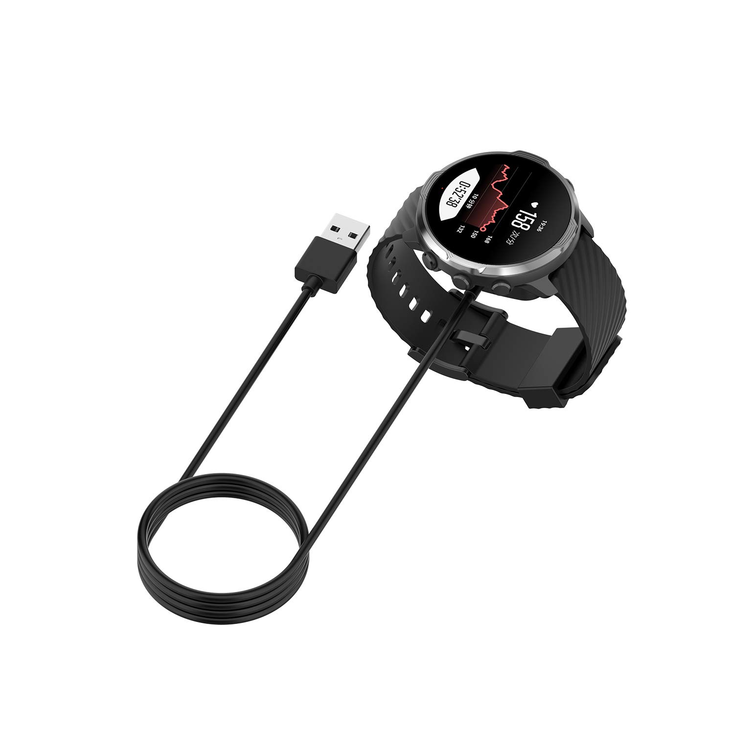 Suunto 7 Magnetic Charger Dock Replacement - 3.3FT USB Charging Cable (2 Pack Black) | Compatible with Suunto 7 Smartwatch | Perfect for Travel, Sports & Daily Use
