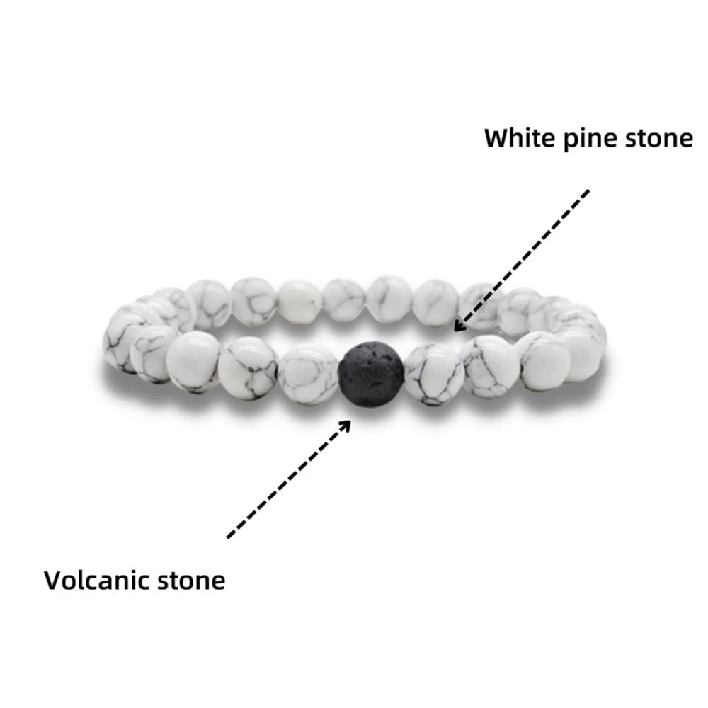 Natural Lava Rock Beads Bracelet Set - Stretchable Adjustable Braided Rope Gemstone Bracelets for Men & Women (4-Piece Set) - Perfect for Yoga, Meditation, Gifts & Everyday Wear