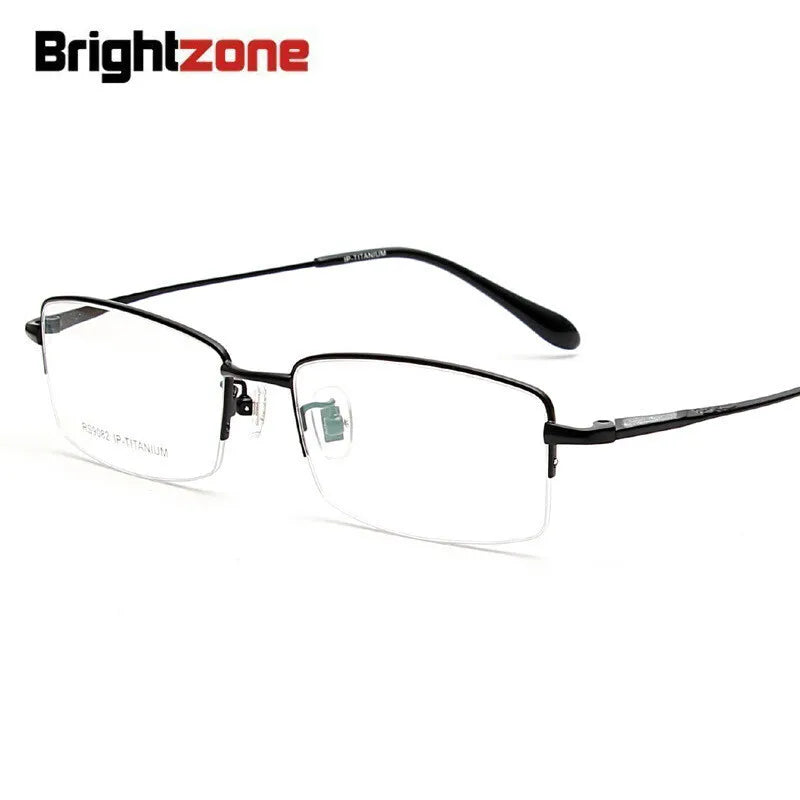 Brightzone Unisex Semi-Rim Square Titanium Eyeglasses 71201 - Lightweight Durable Frame for Work, Reading & Fashion | Blue Light Blocking Glasses for Computer Use & Daily Wear