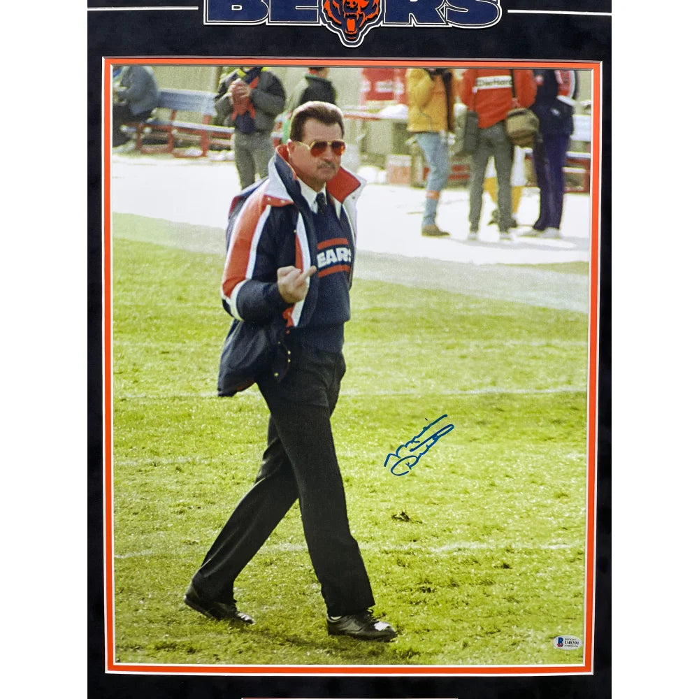Mike Ditka Autographed 16x20 Framed Photo with Middle Finger Gesture - BAS Certified Chicago Bears Memorabilia for Sports Fans & Man Cave Decor