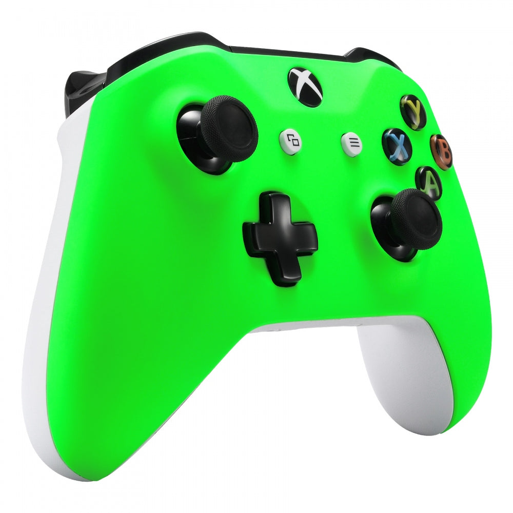 eXtremeRate Neon Green Soft Touch Grip Front Housing Shell Faceplate for Microsoft Xbox One X & One S Controller - Replacement Cover with Enhanced Comfort for Gaming Sessions (Model SXOFP05) - Perfect for Long Gaming, Competitive Play & Customization