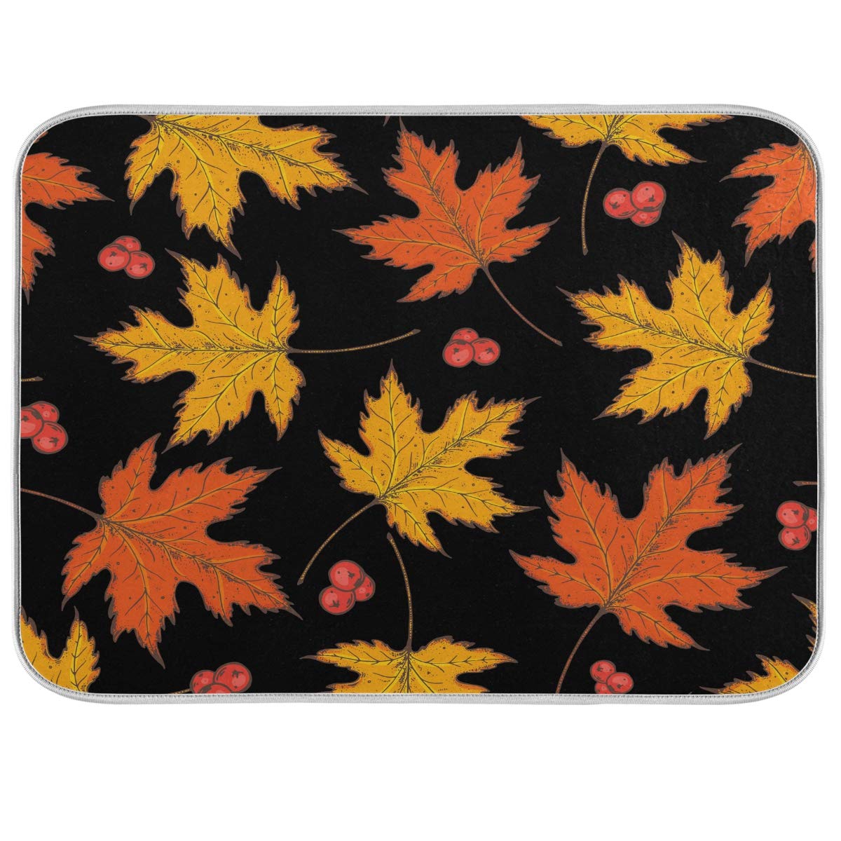 Autumn Maple Leaves Kitchen Sink Dish Drying Mat - Heat Proof, Multifunctional Dish Drainer Mat for Kitchen Counter, 16 x 18 Inch - Perfect for Countertop Protection and Efficient Dish Drying