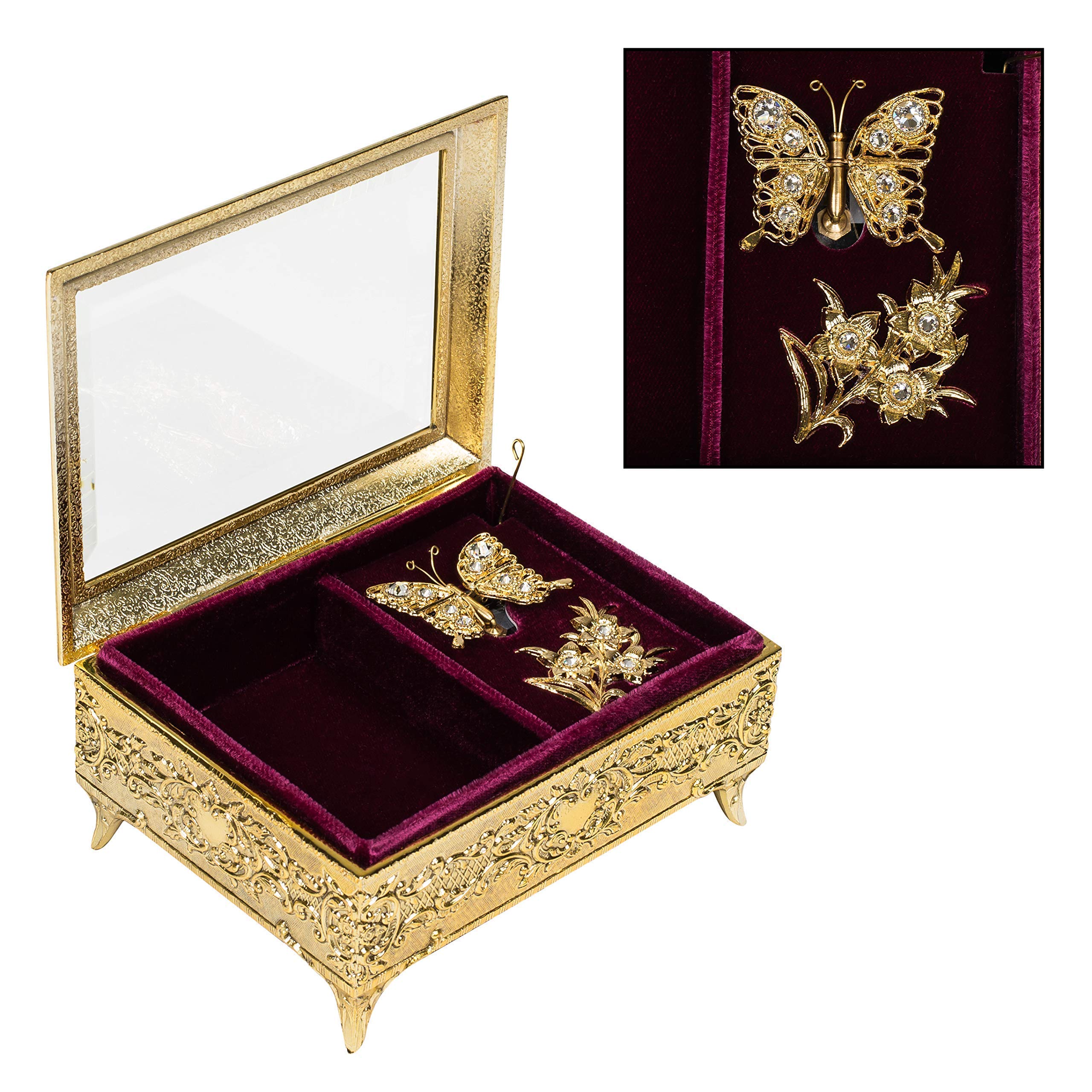 Swarovski Crystal Butterfly Music Jewelry Box - Clair De Lune Gift for Women