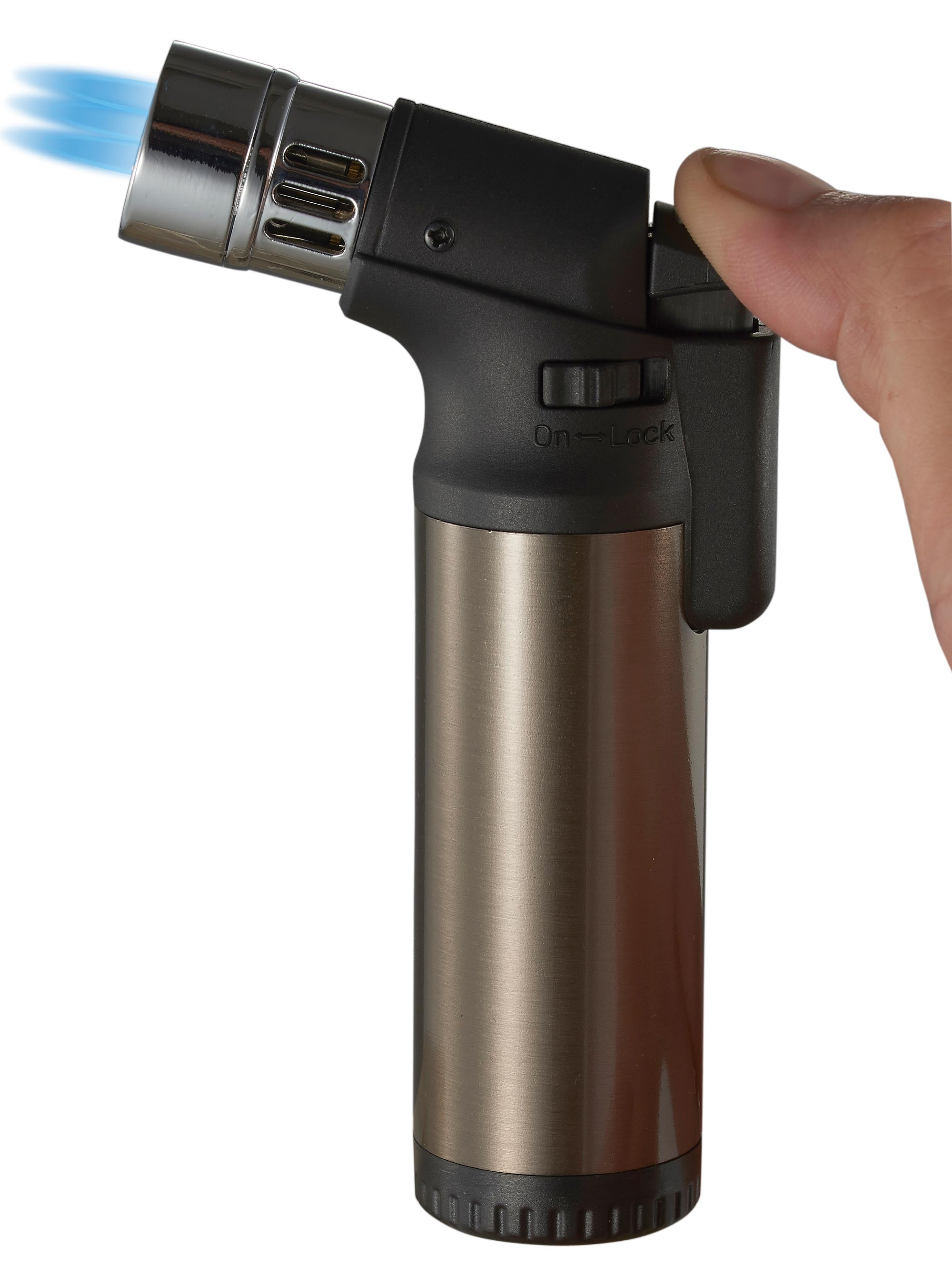 Premium Ares Quad Torch Cigar Lighter in Gunmetal Finish - Perfect for Cigars, Cigarettes & Outdoor Adventures (Camping, BBQ, Travel)