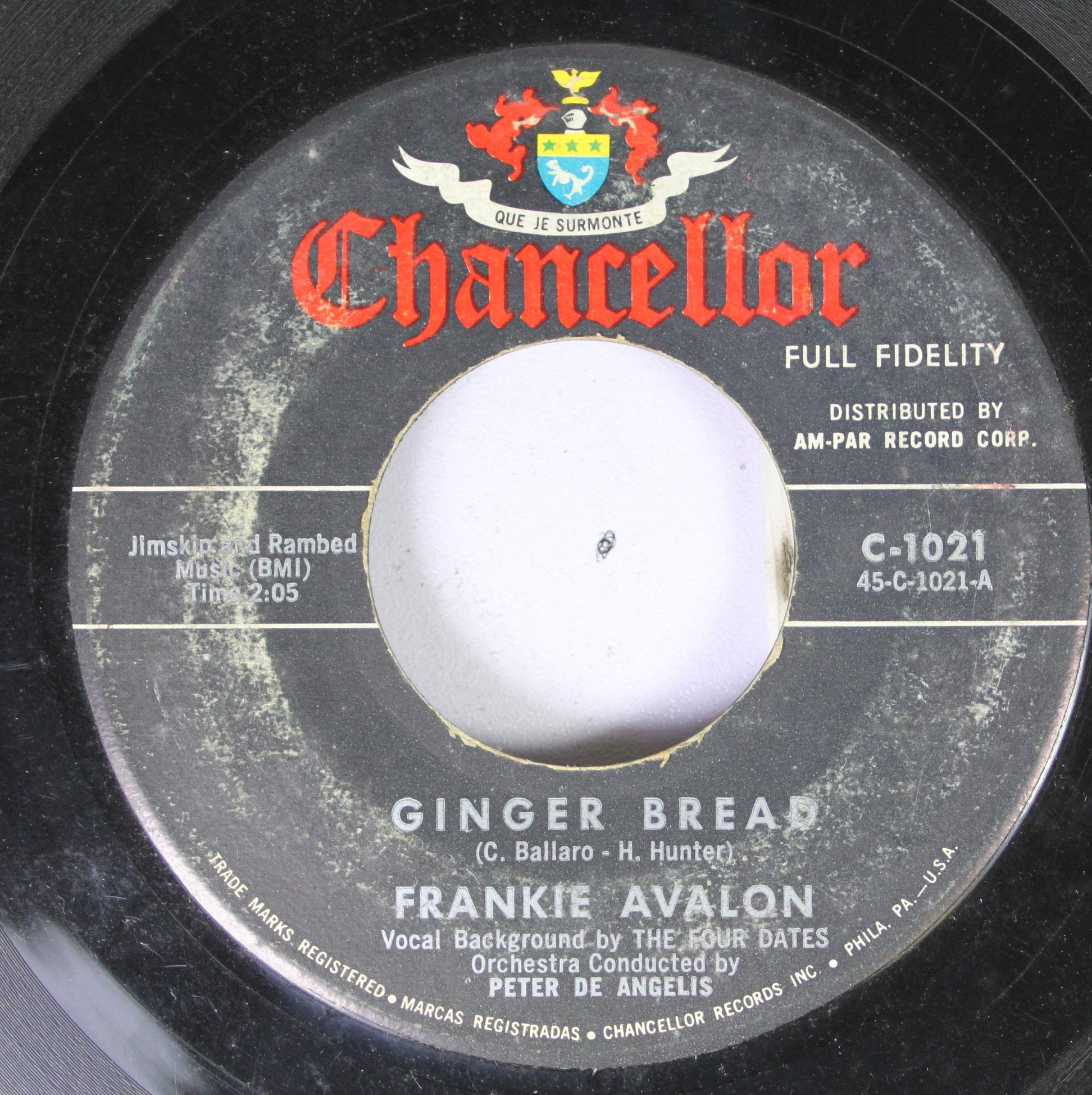 Frankie Avalon Vintage 45 RPM Vinyl Record - Ginger Bread / Blue Betty - Perfect for Collectors & Retro Music Lovers | Ideal for Home Decor, DJ Sets & Vintage Music Collections