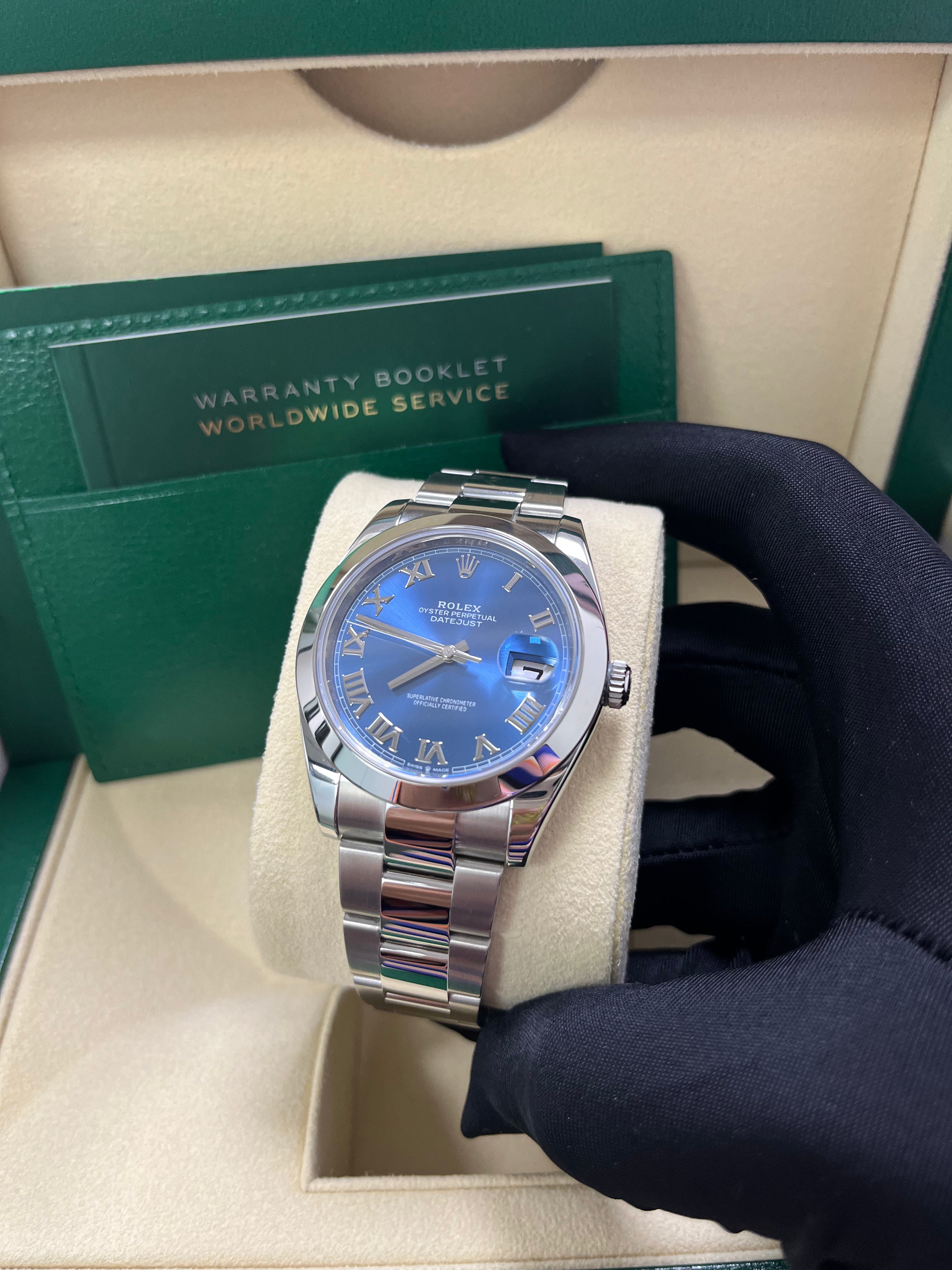 Rolex Datejust 41mm Men's Watch - Blue Roman Dial, Oyster Bracelet, Stainless Steel, Ref 126300 | Luxury Dress Watch for Business & Formal Occasions