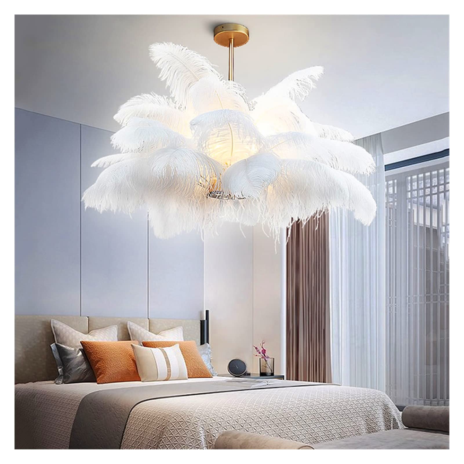 Modern LED Feather Chandelier - 80cm Hanging Light for Living Room & Bedroom