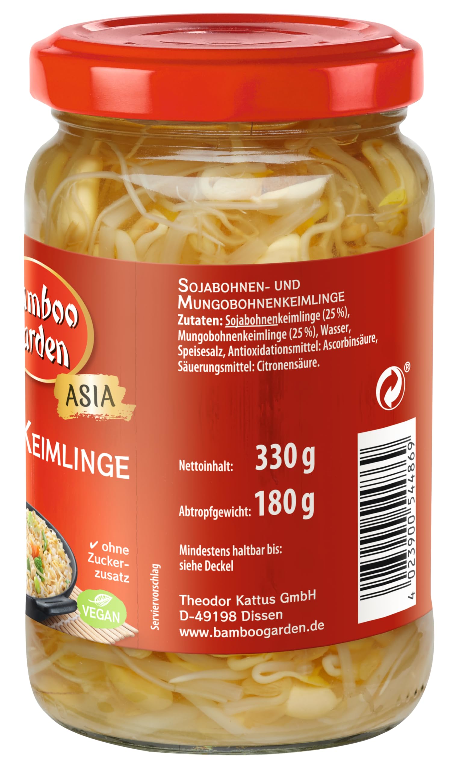 Organic Bamboo Garden Bean Sprouts, 330g (180g Drained Weight) - Fresh & Crispy for Stir-Fries, Salads & Asian Cooking - Premium Quality Sprouted Mung Beans