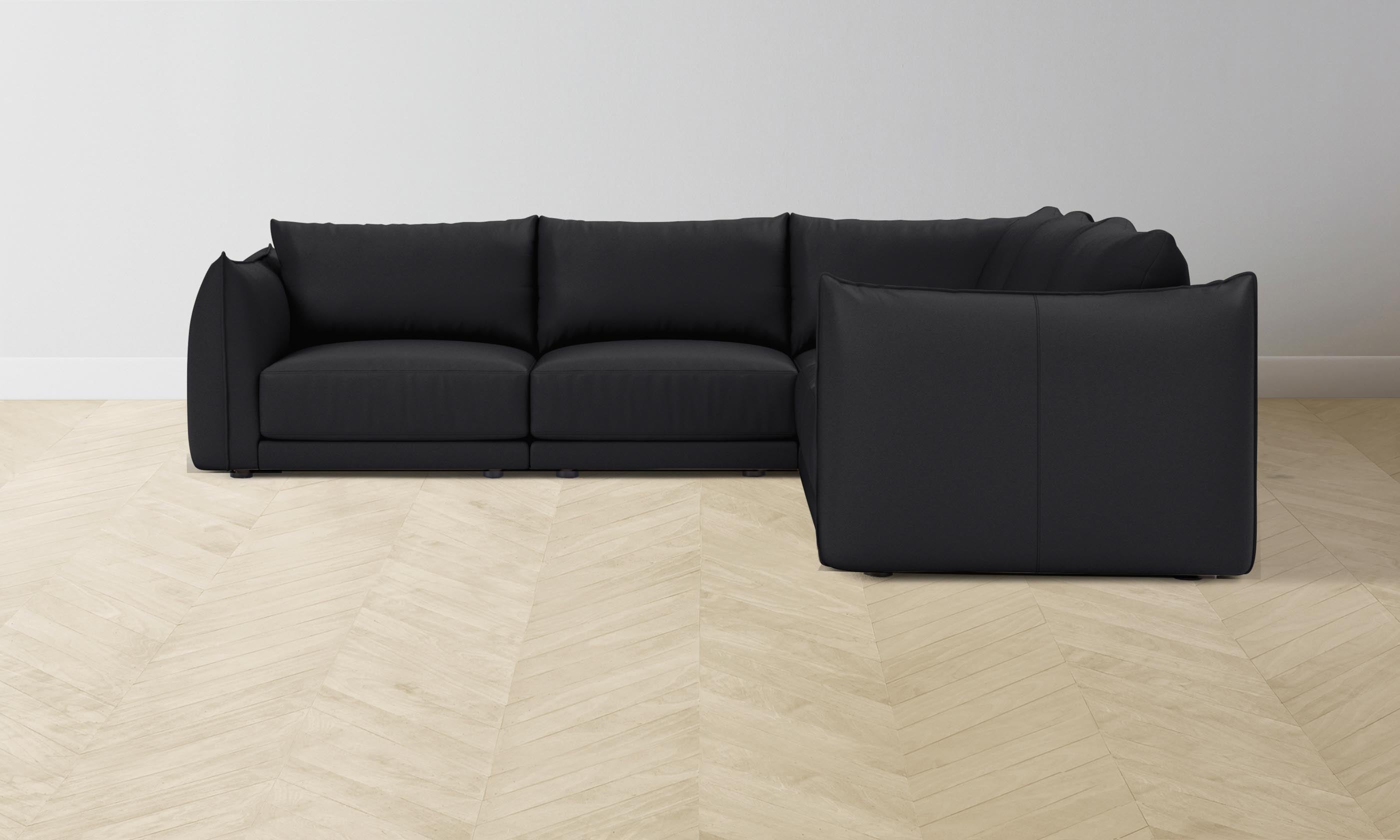 Premium Jones Modular Sectional Sofa - Genuine Pebbled Leather in Rich Ink Color - Perfect for Living Room, Lounge & Home Theater Comfort