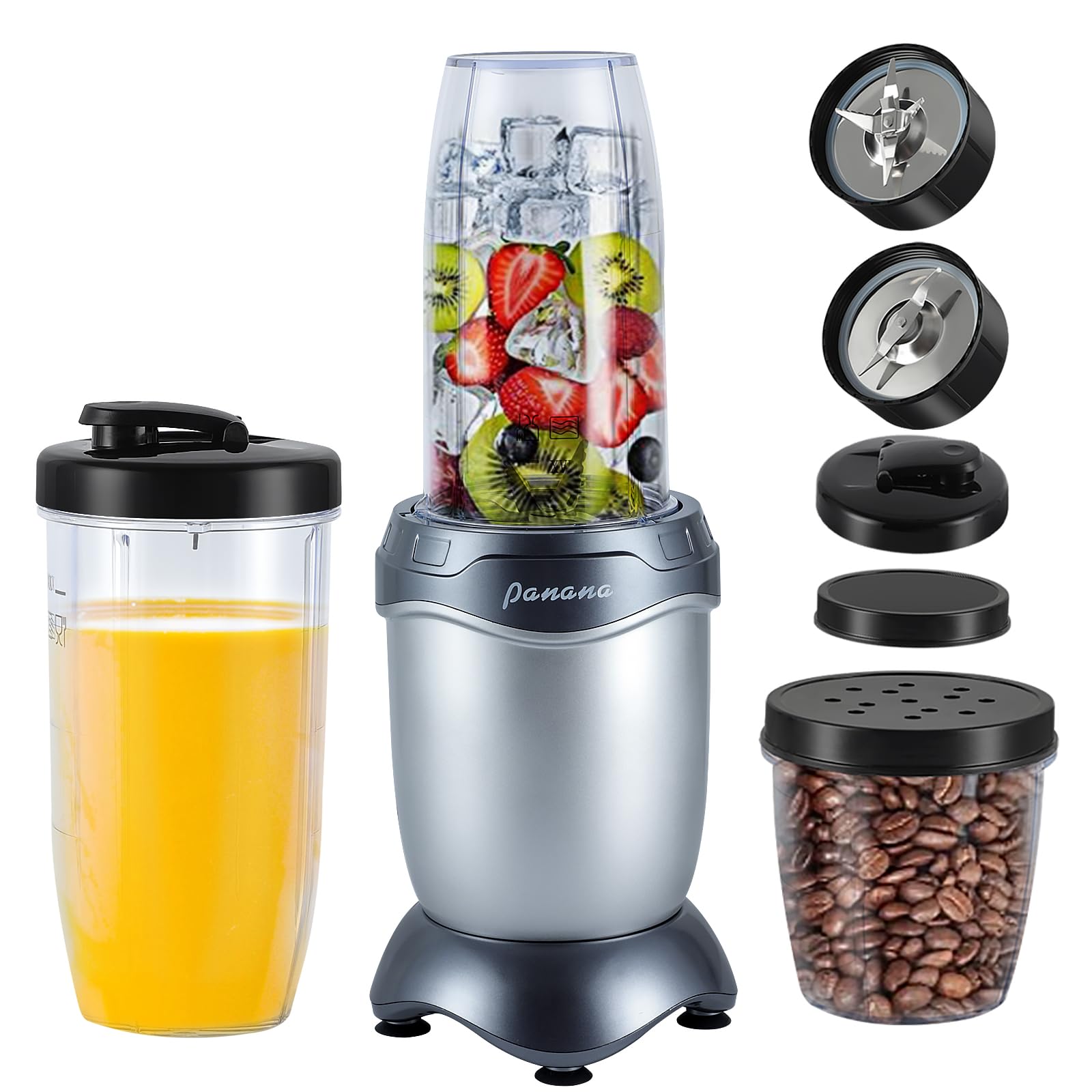 Panana 850W High-Speed Personal Blender - Portable Smoothie Maker & Food Grinder with 2x20oz Travel Cups - Perfect for Protein Shakes, Frozen Drinks, Juices, Sauces & Meal Prep - Ideal for Home, Gym & Office Use